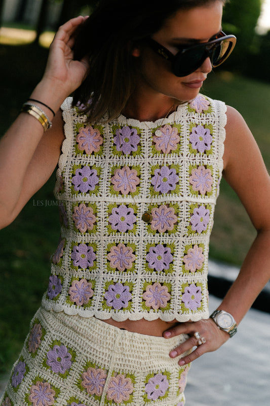 Les Jumelles Lara crochet top lilac