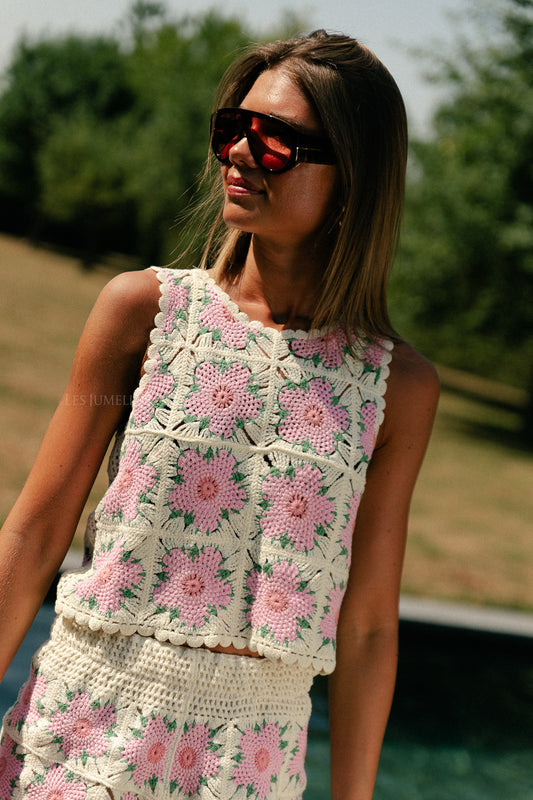 Les Jumelles Lili crochet top pink