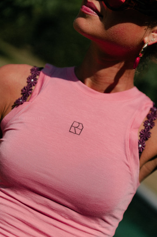 Les Jumelles ROUEsme SL tank top peach blossom/chocolate