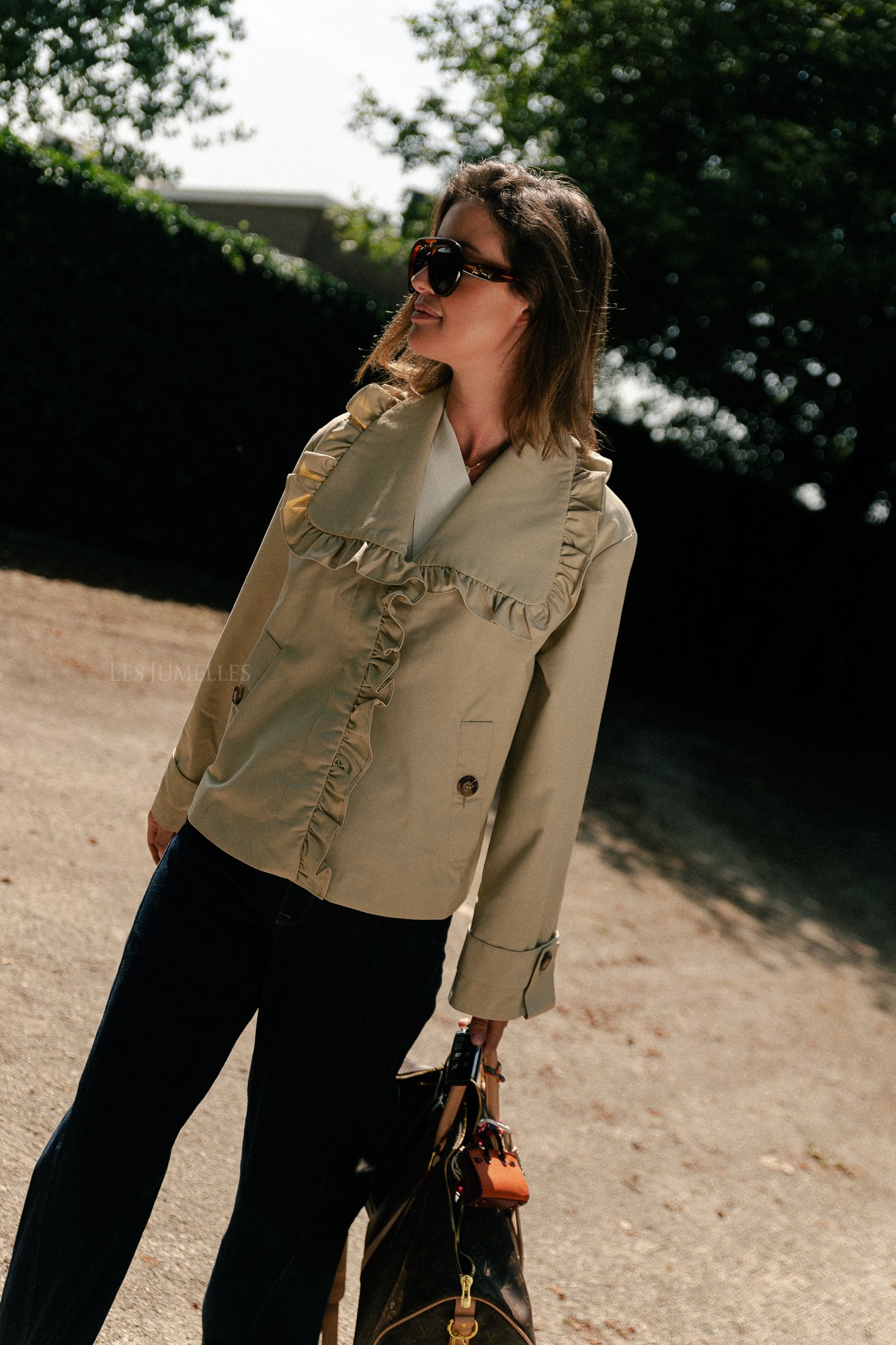 YASElsana short trenchcoat travertine