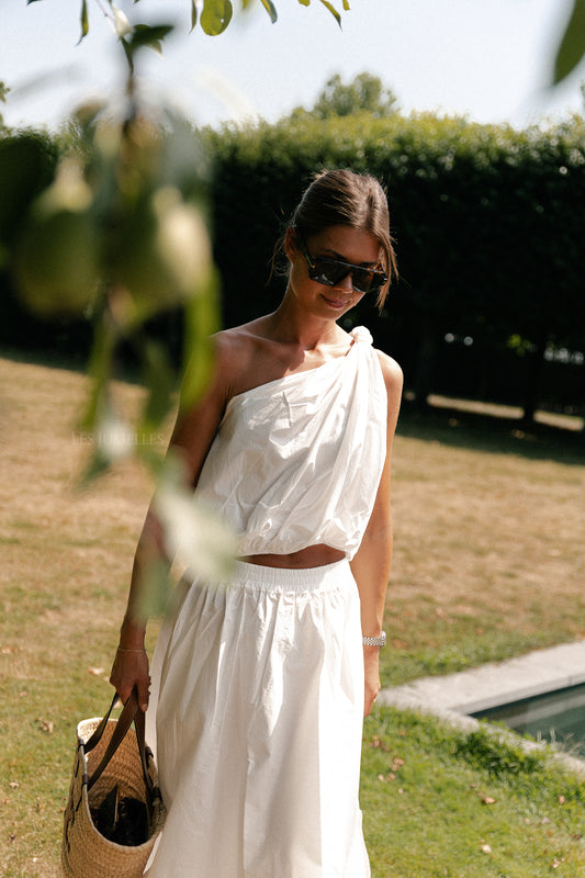 Les Jumelles Fran one shoulder top white