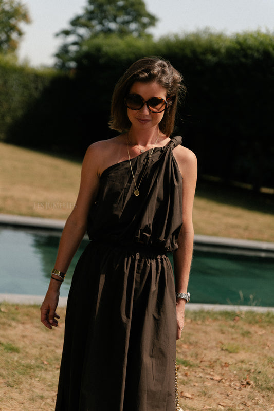 Les Jumelles Fran One-Shoulder-Top Dunkelbraun