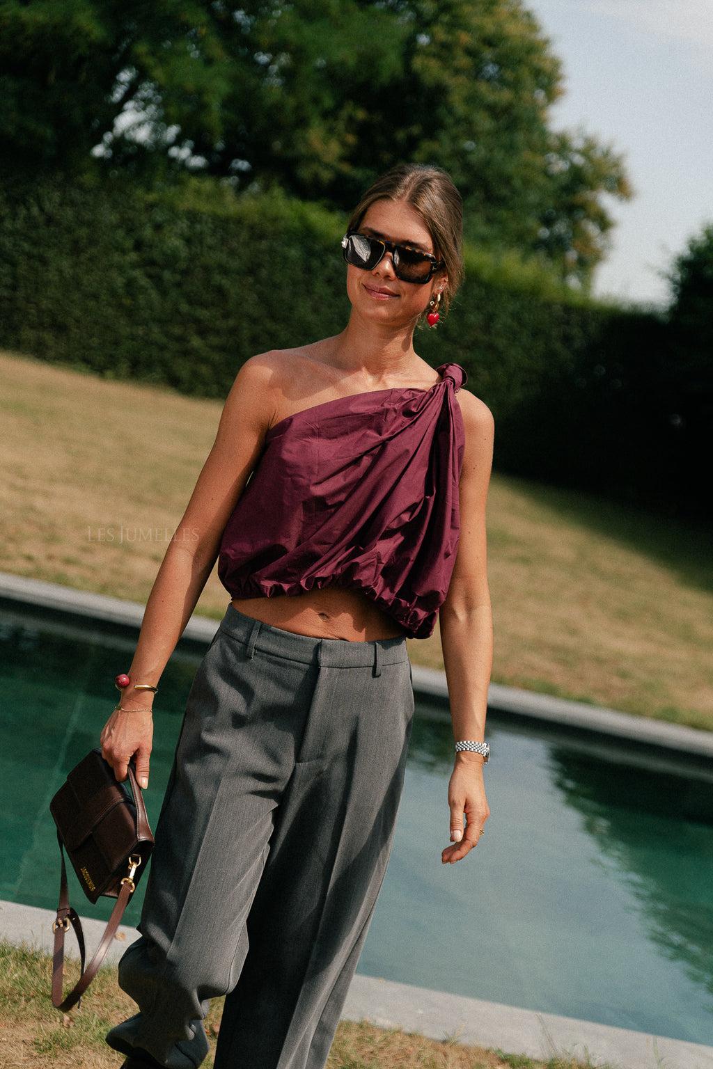 Fran one shoulder top aubergine