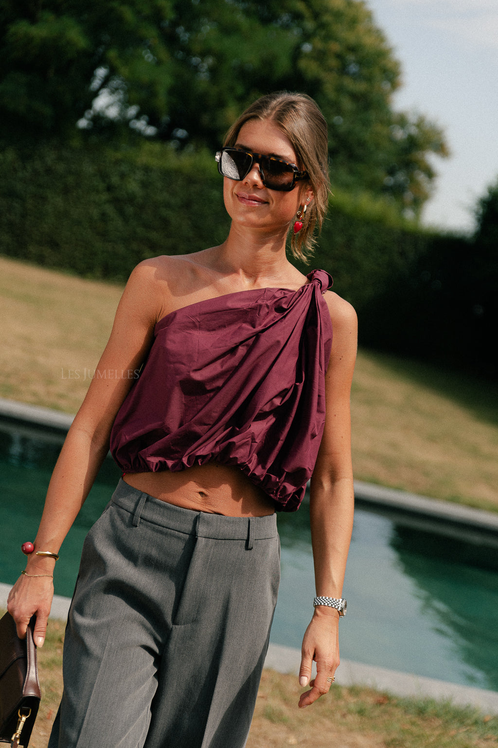 Fran one shoulder top aubergine