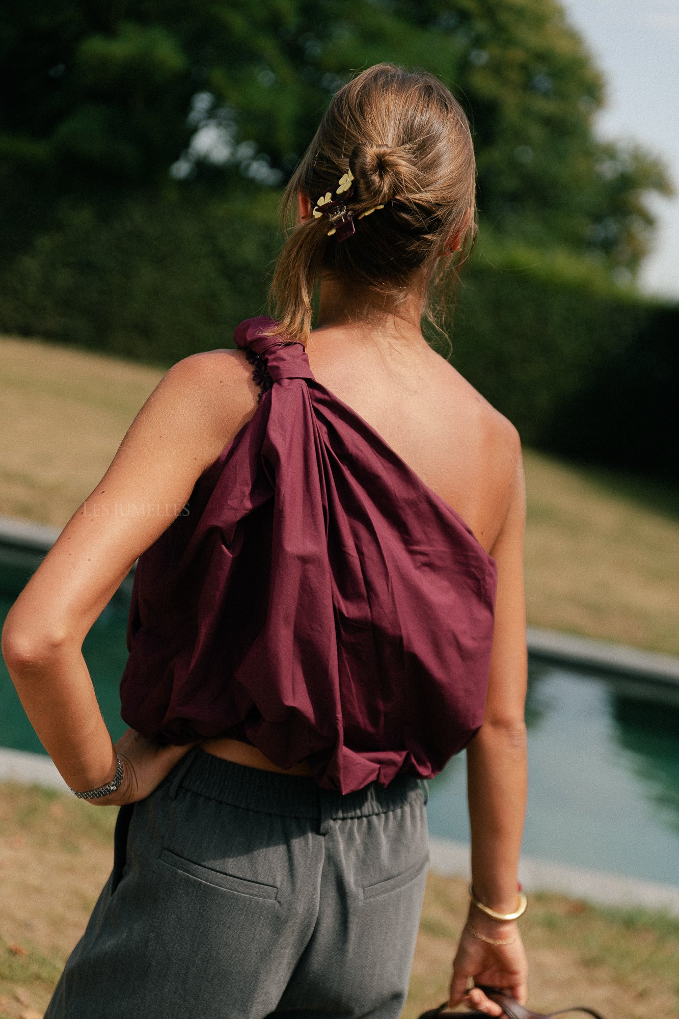 Fran one shoulder top aubergine