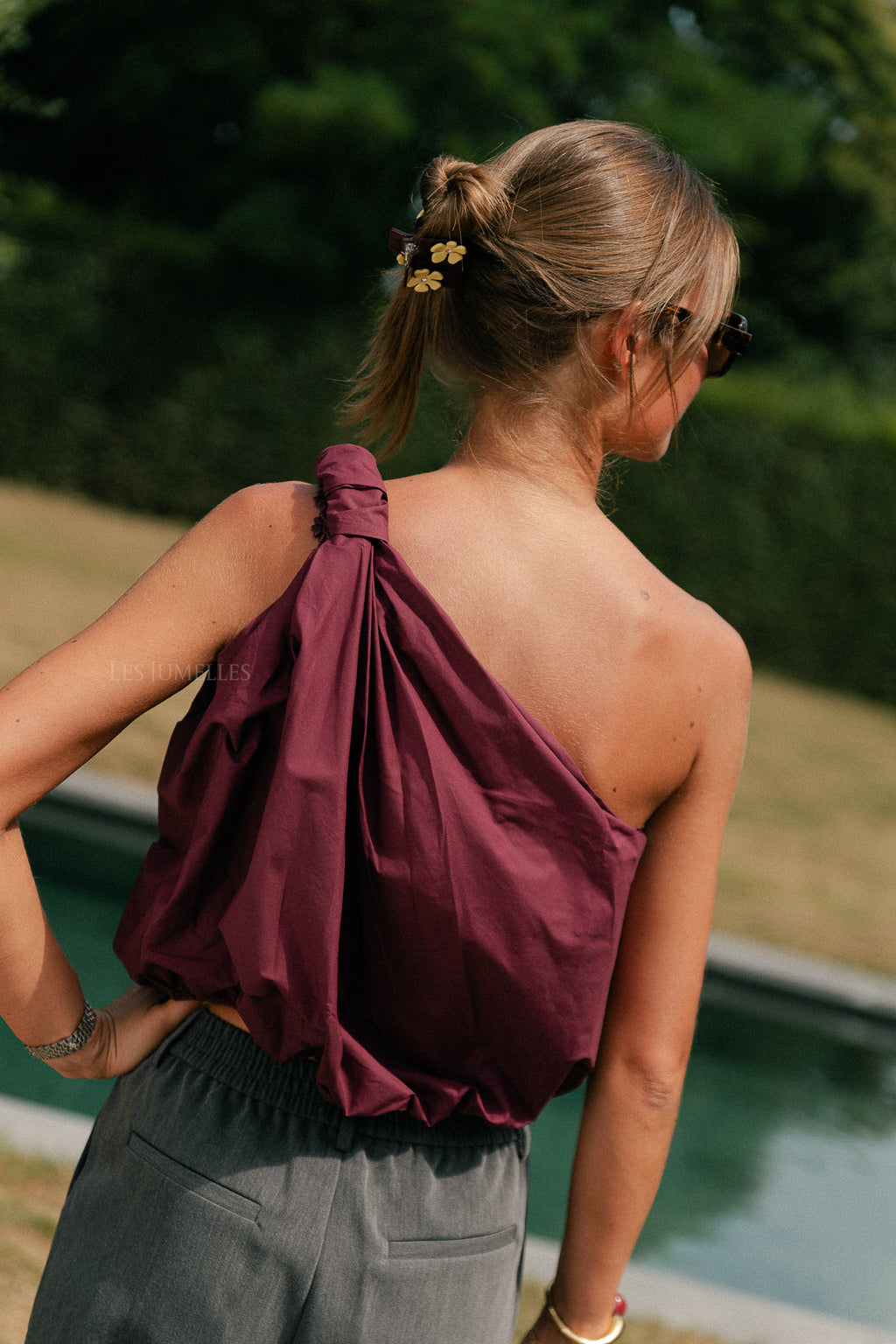 Fran one shoulder top aubergine