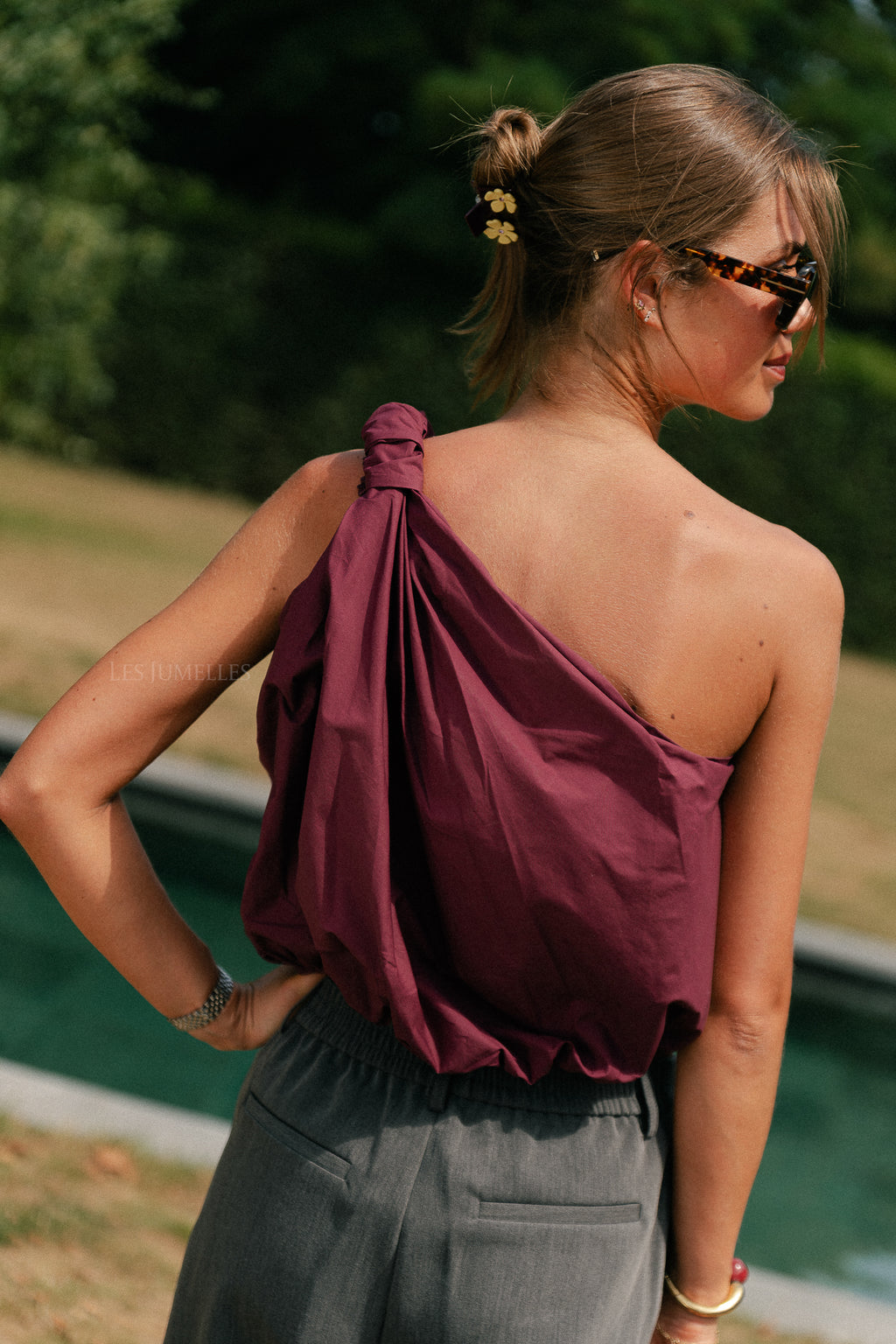 Fran one shoulder top aubergine
