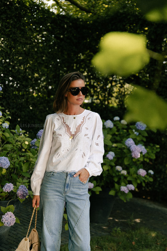 Les Jumelles ROUFabienne LS O-neck cloud dancer