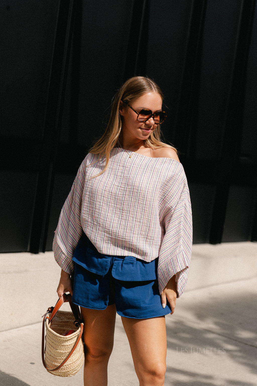 Maelys fine striped off-shoulder blouse multicolor