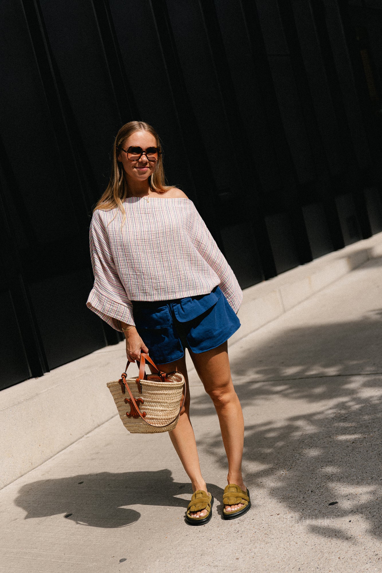 Maelys fine striped off-shoulder blouse multicolor