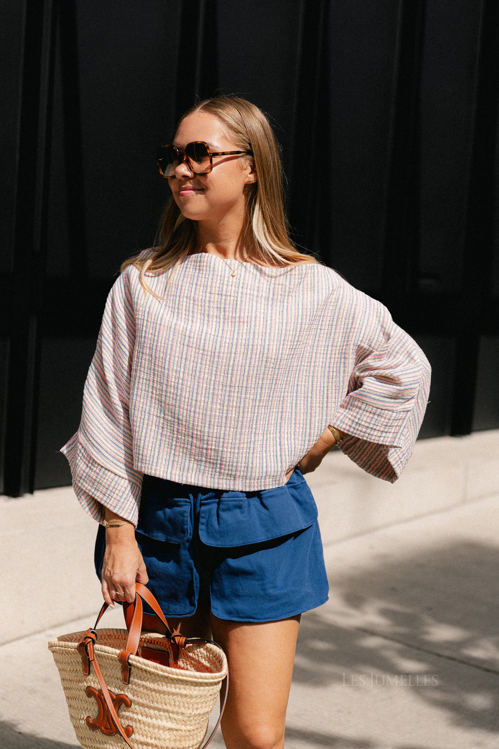 Maelys fine striped off-shoulder blouse multicolor