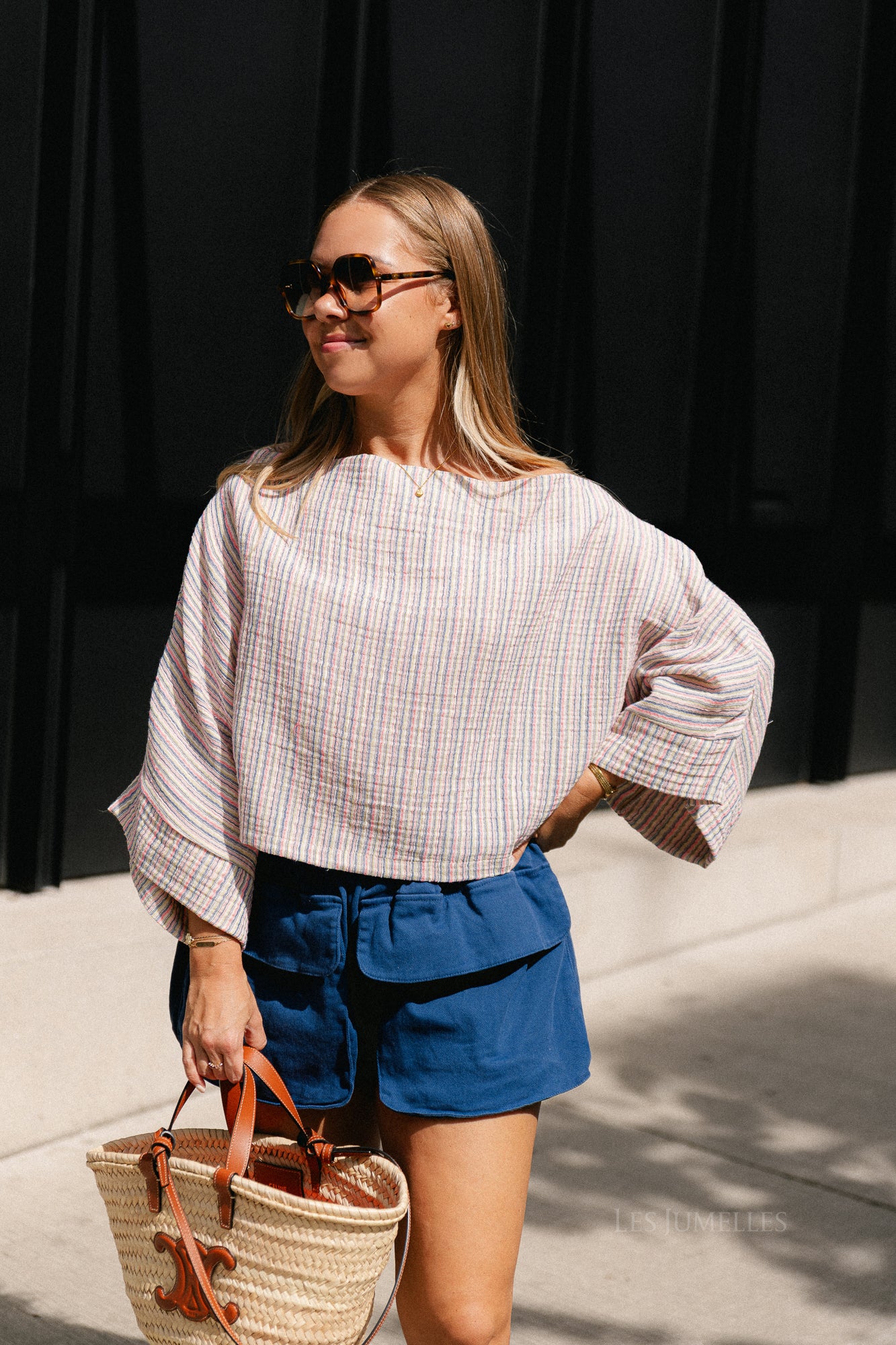 Maelys fine striped off-shoulder blouse multicolor