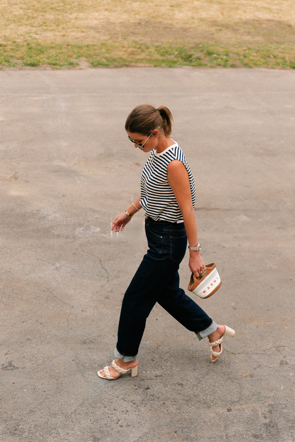 Elena striped SL top navy/ecru
