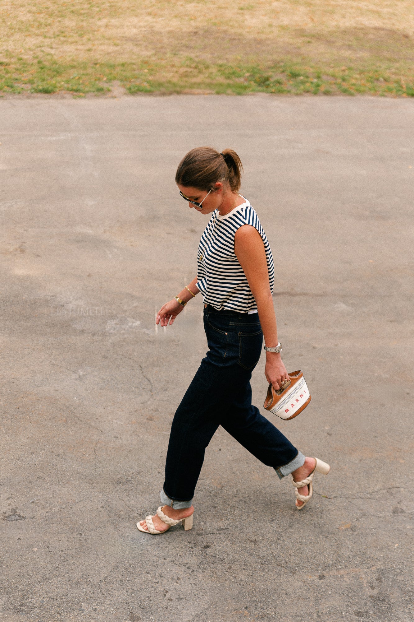 Elena striped SL top navy/ecru