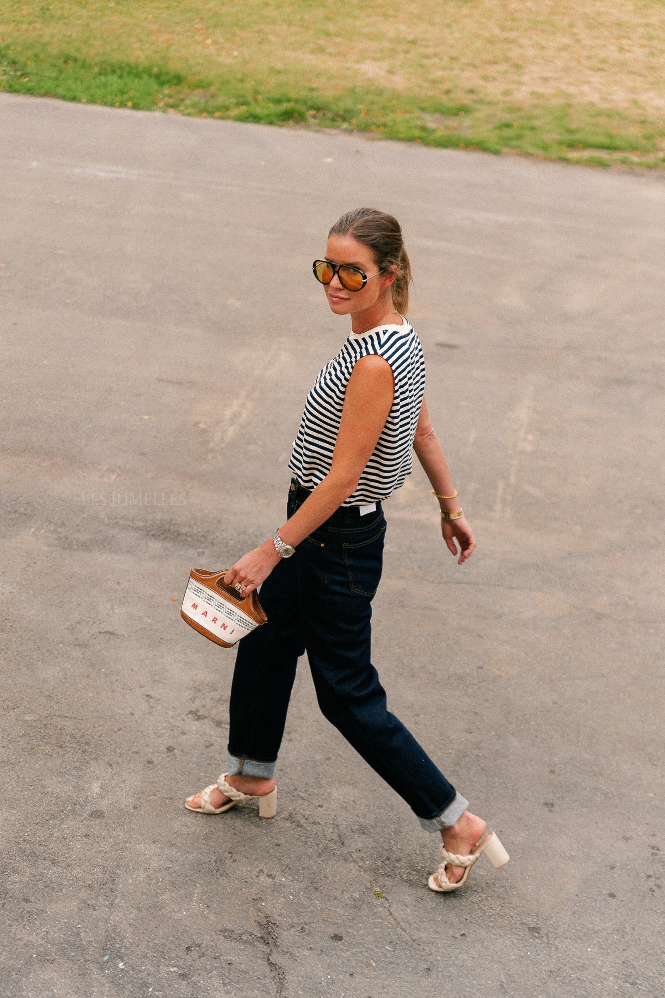 Elena striped SL top navy/ecru