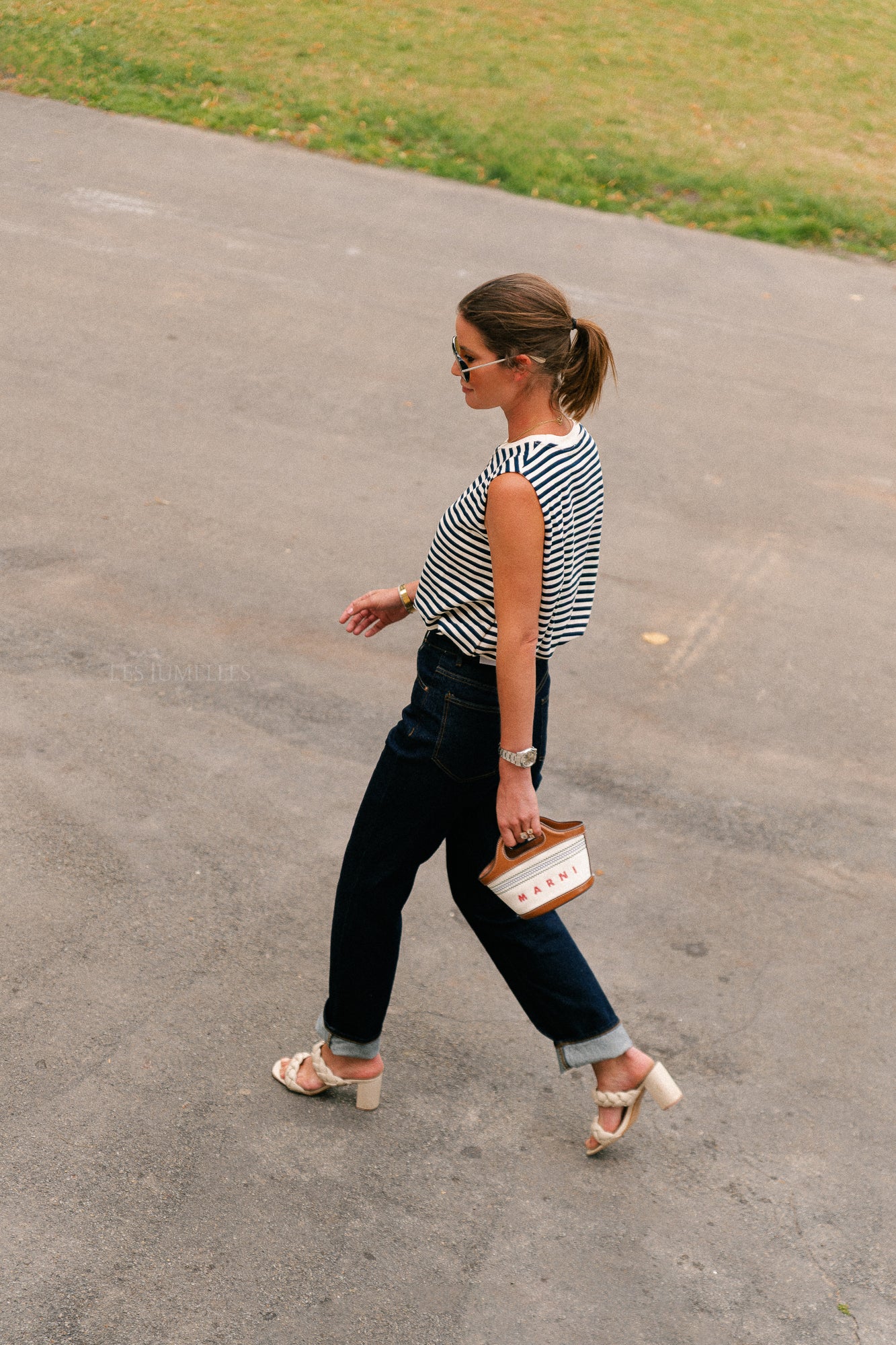 Elena striped SL top navy/ecru