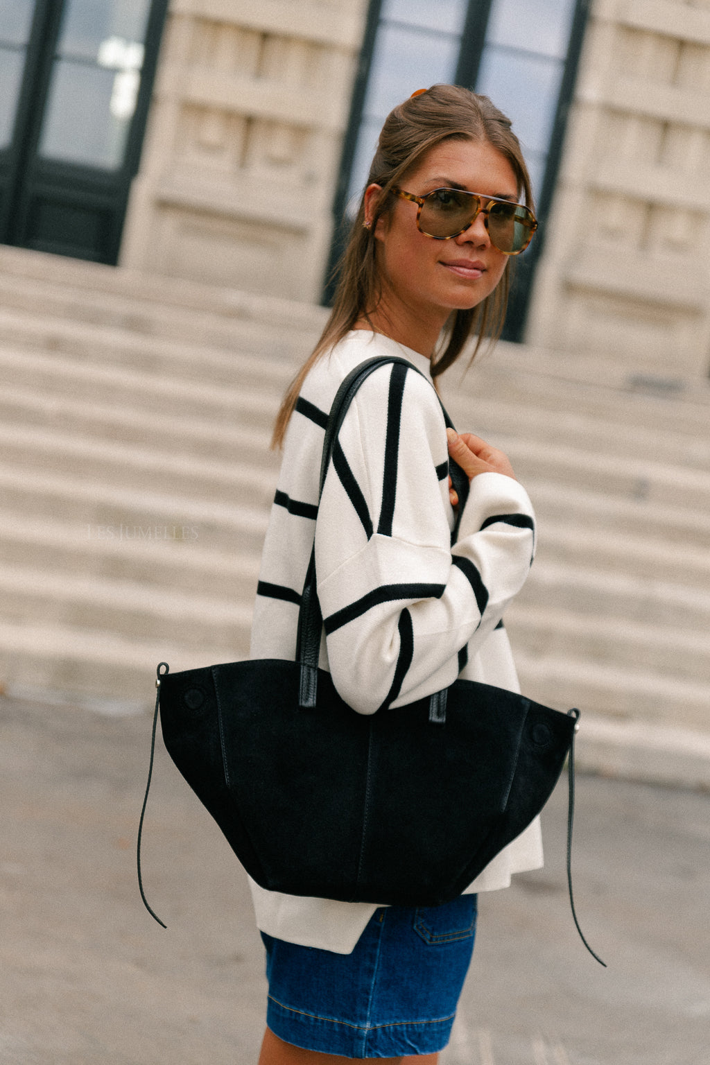 Emma suede handbag black