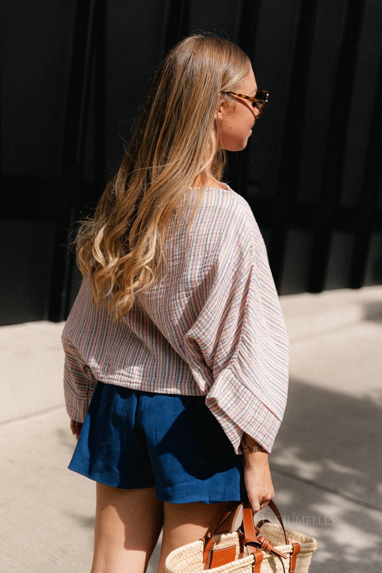 Maelys fine striped off-shoulder blouse multicolor