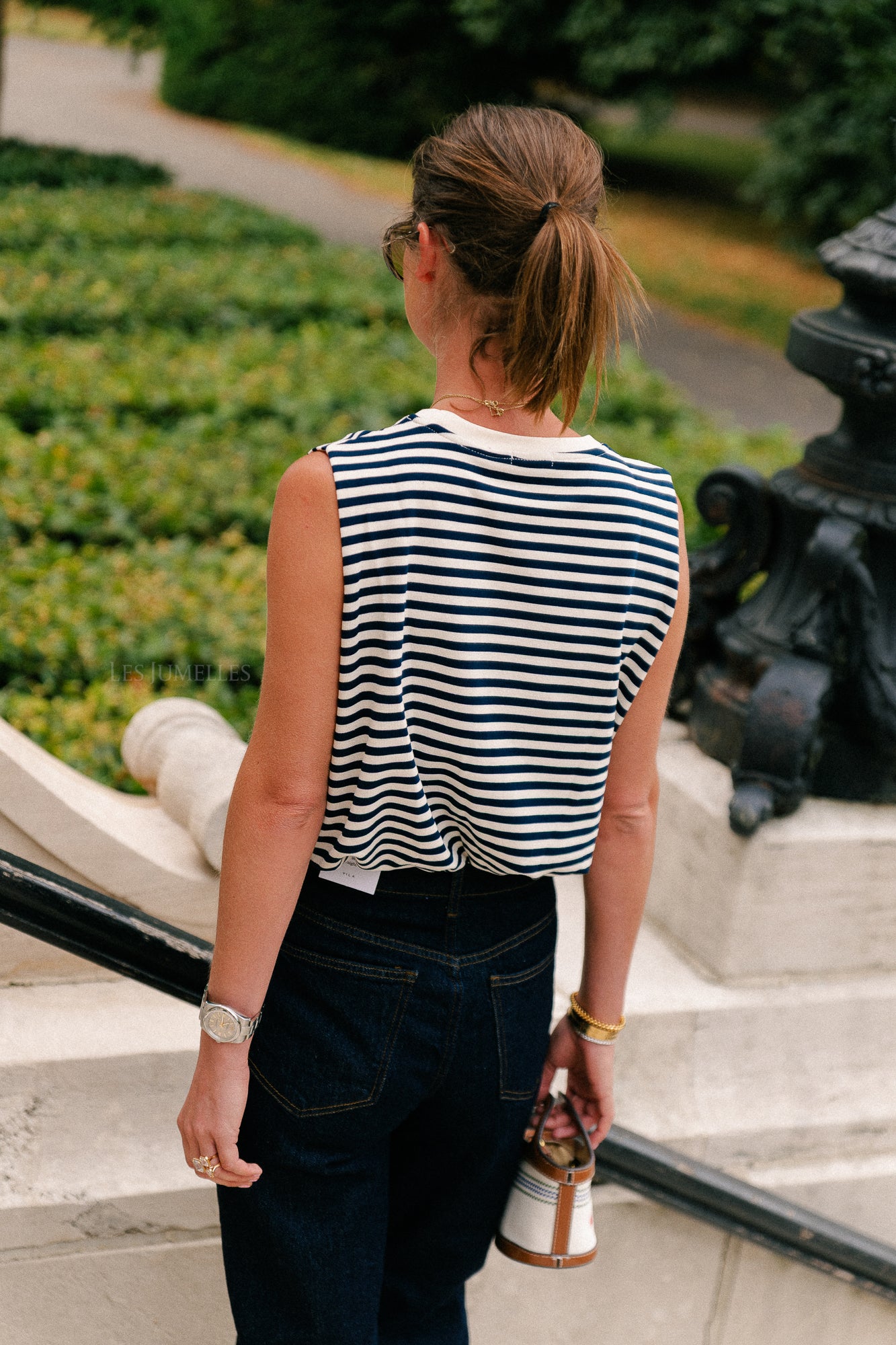 Elena striped SL top navy/ecru