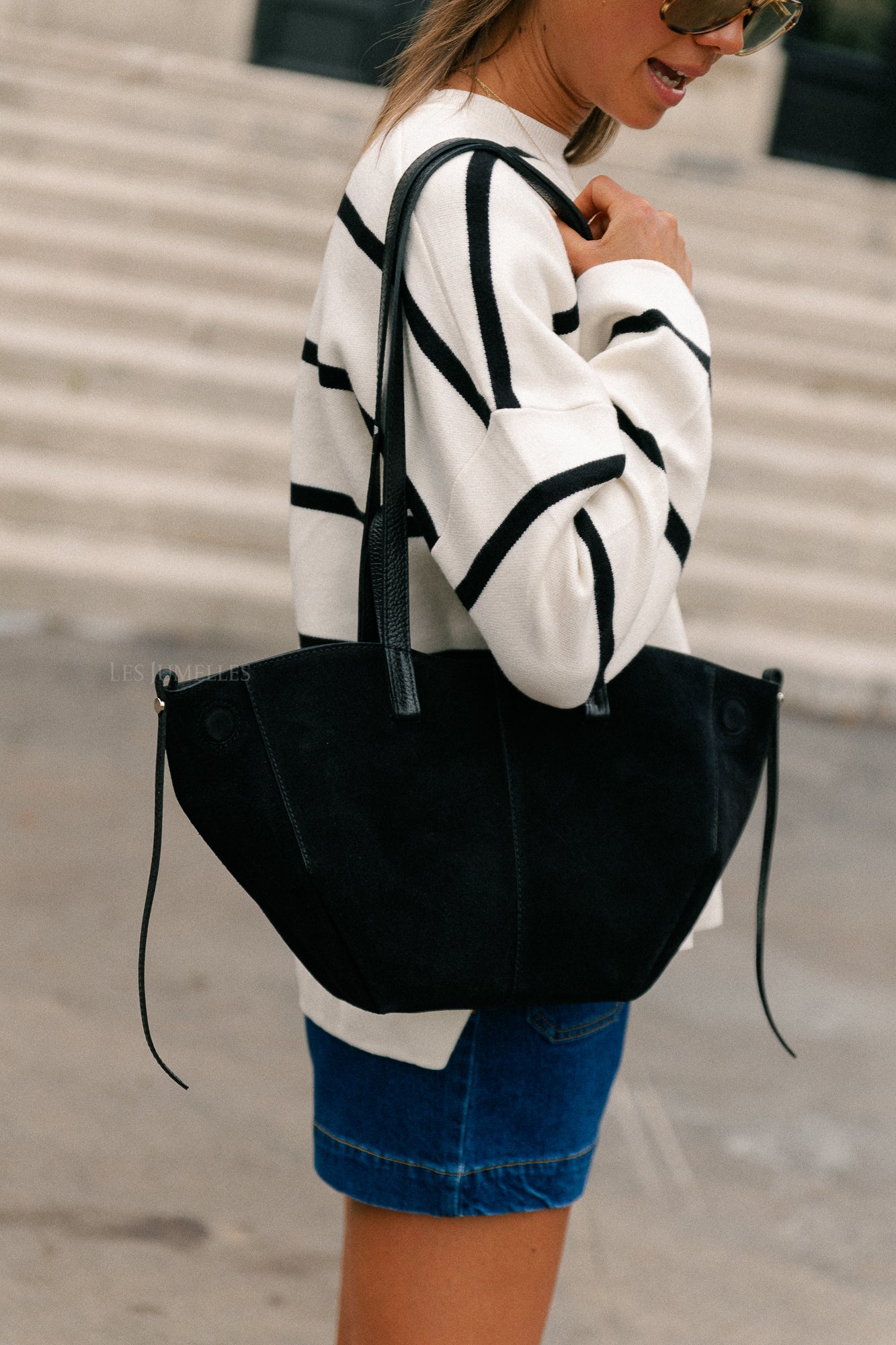 Sac à main en daim noir Emma