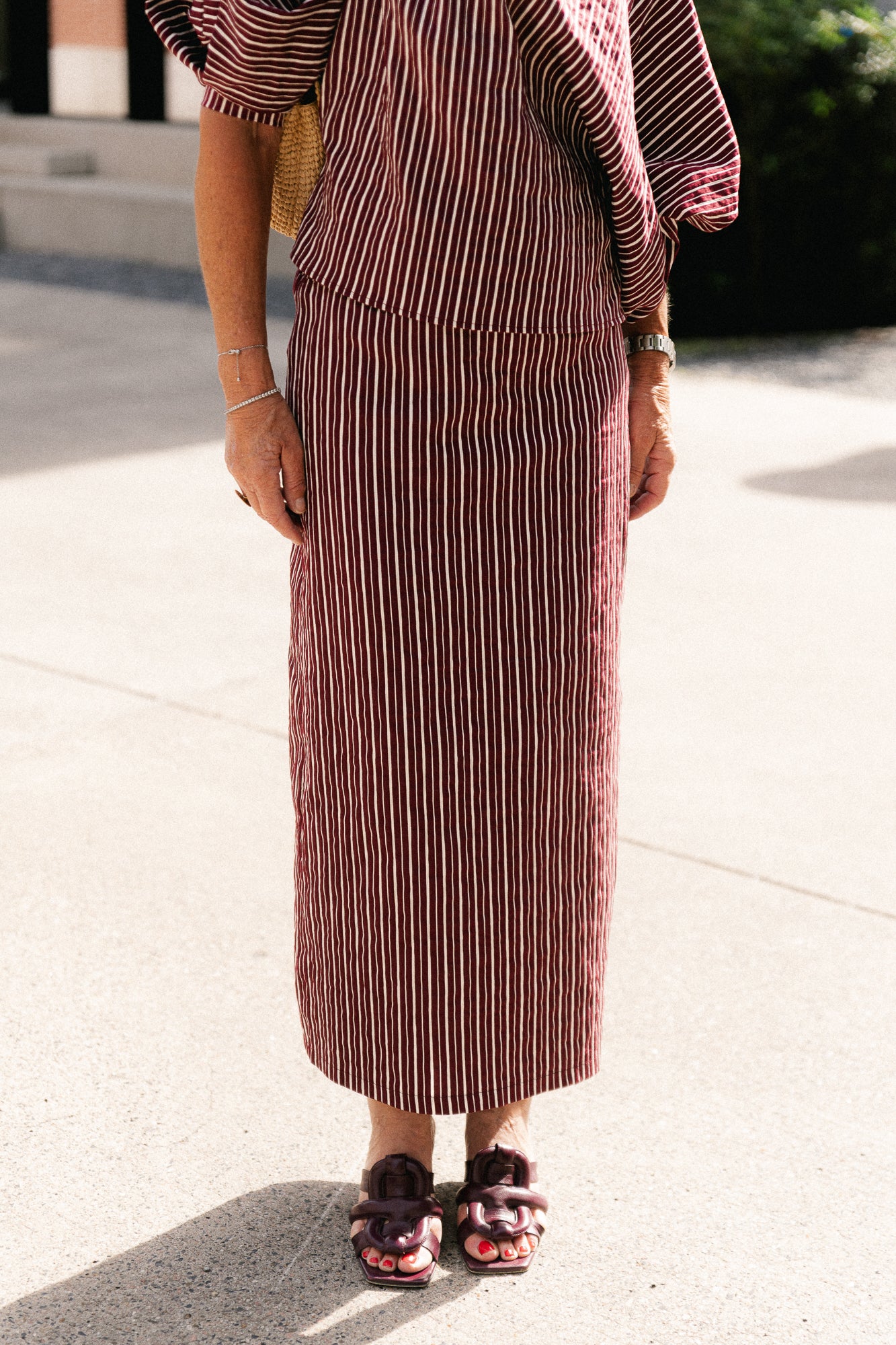 Cosette skirt burgundy stripes