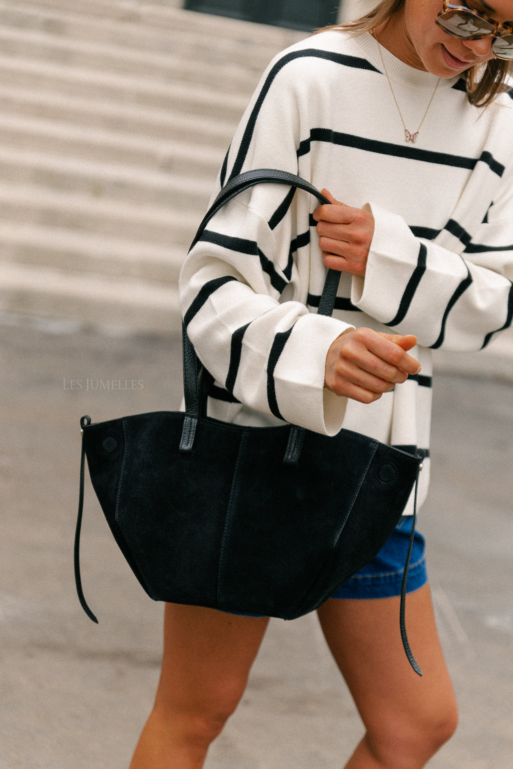 Emma suede handbag black