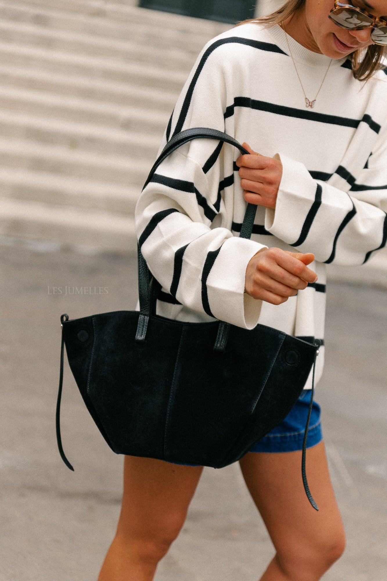 Sac à main en daim noir Emma