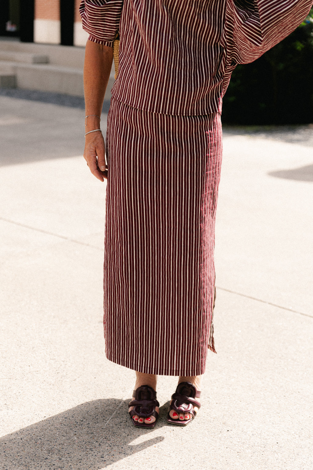 Cosette skirt burgundy stripes