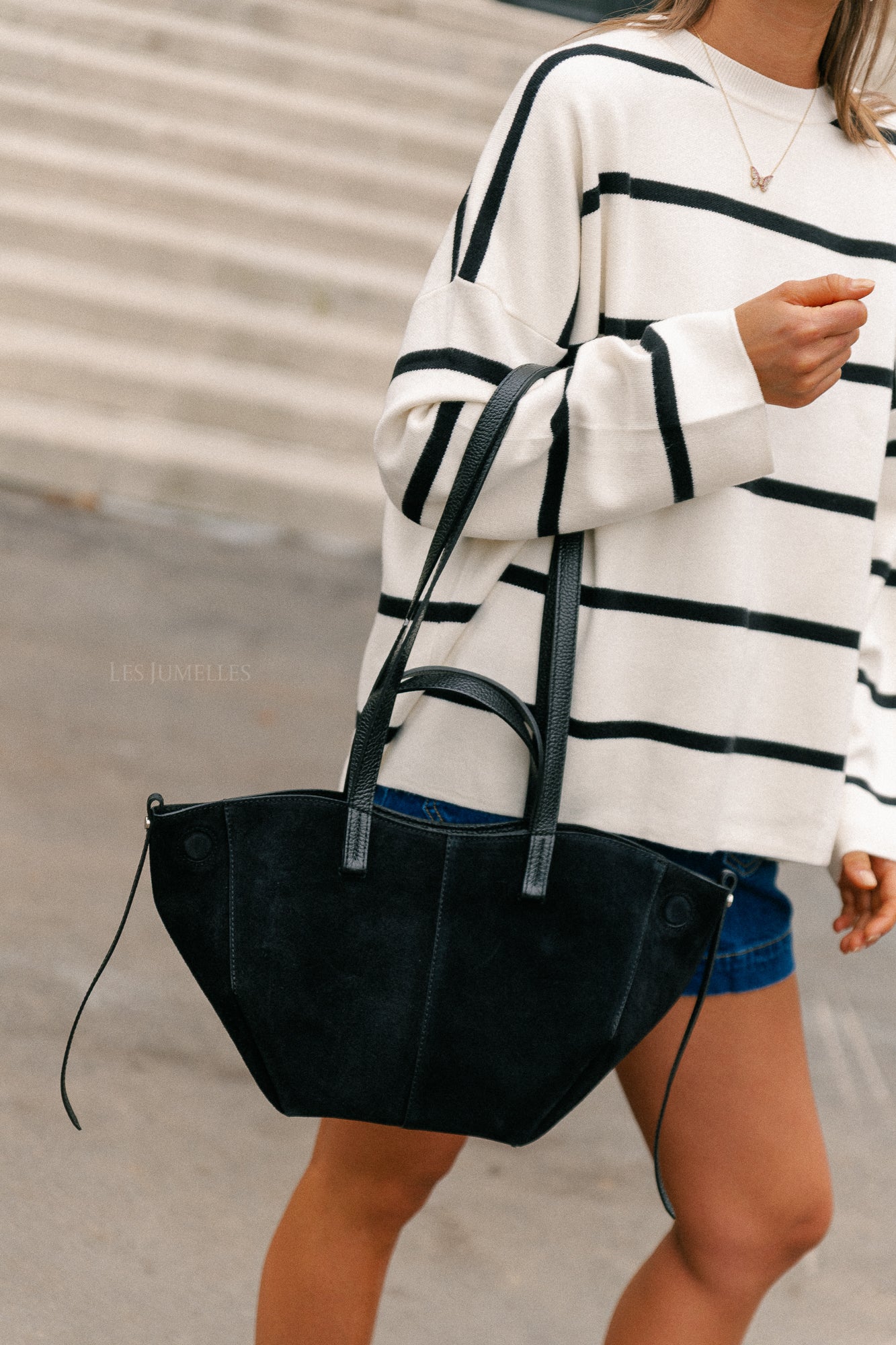 Sac à main en daim noir Emma