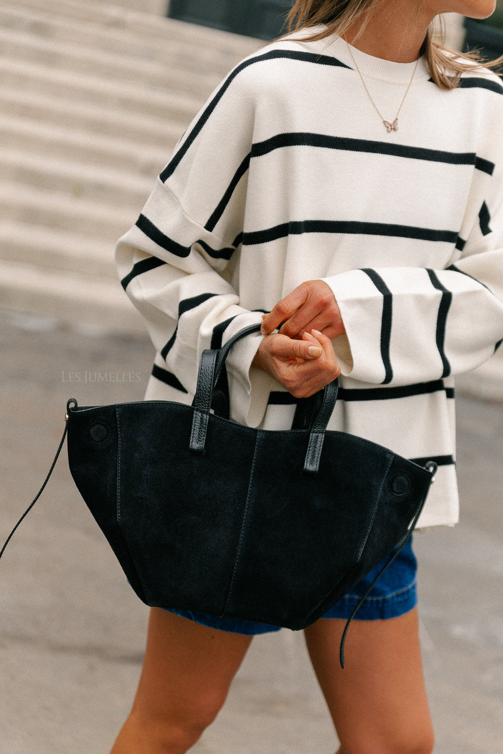 Emma suede handbag black