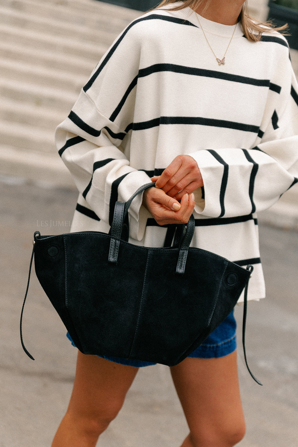 Emma suede handbag black
