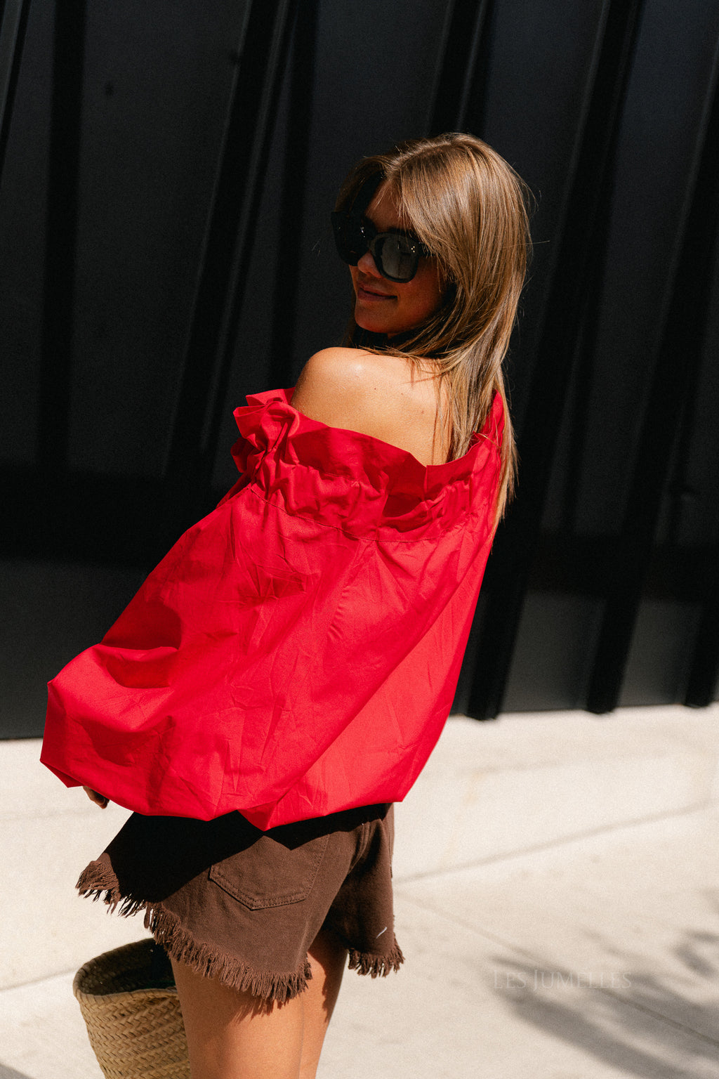 Isaline off-shoulder blouse red