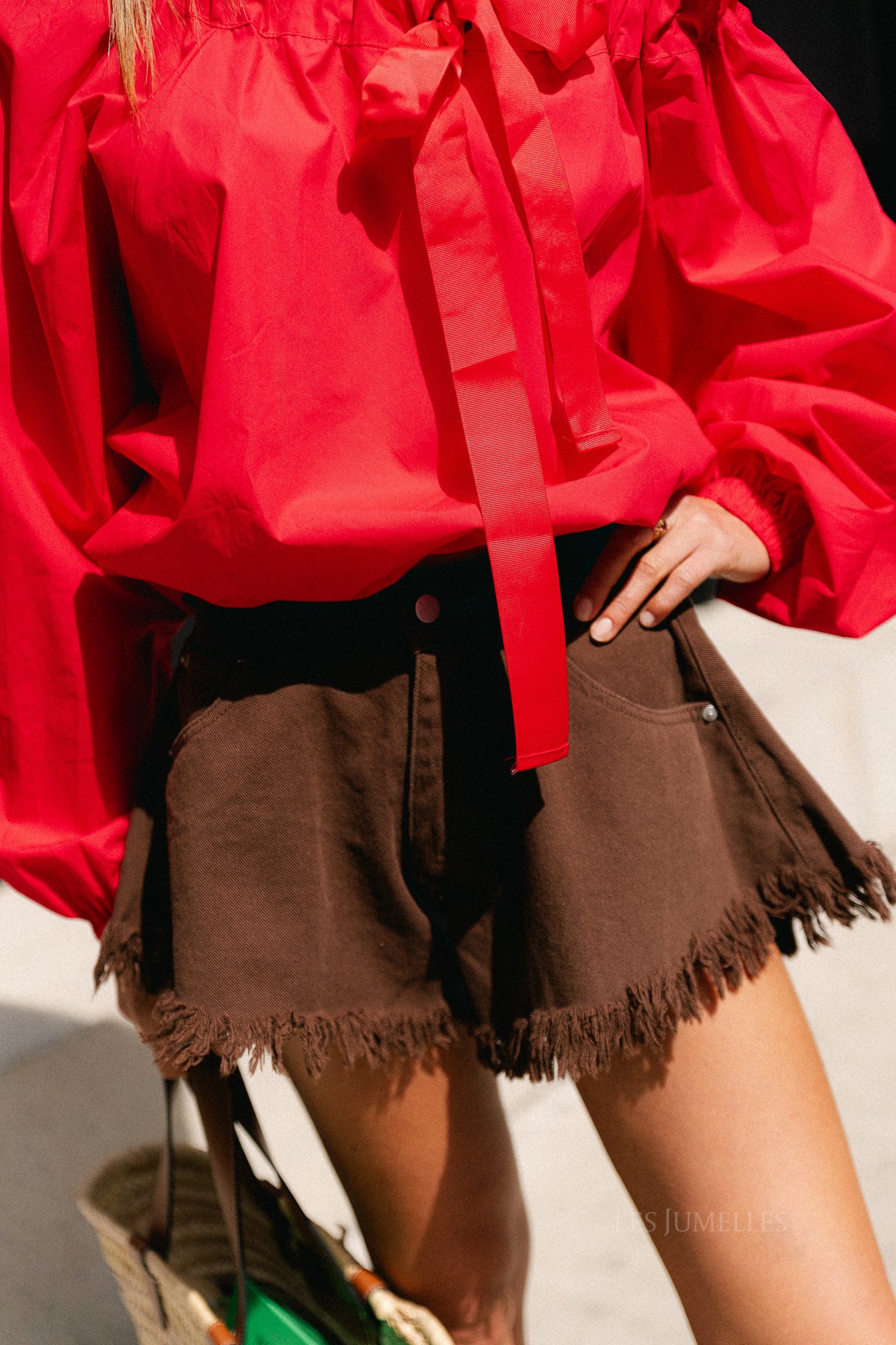 Margot denim shorts hot chocolate