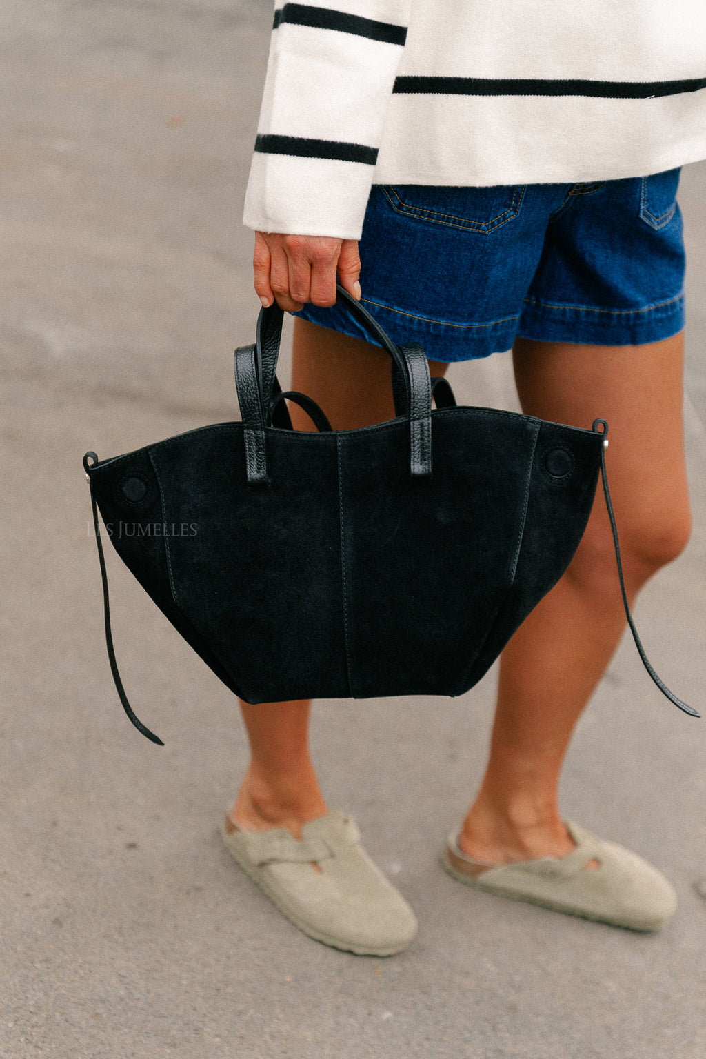 Emma suede handbag black