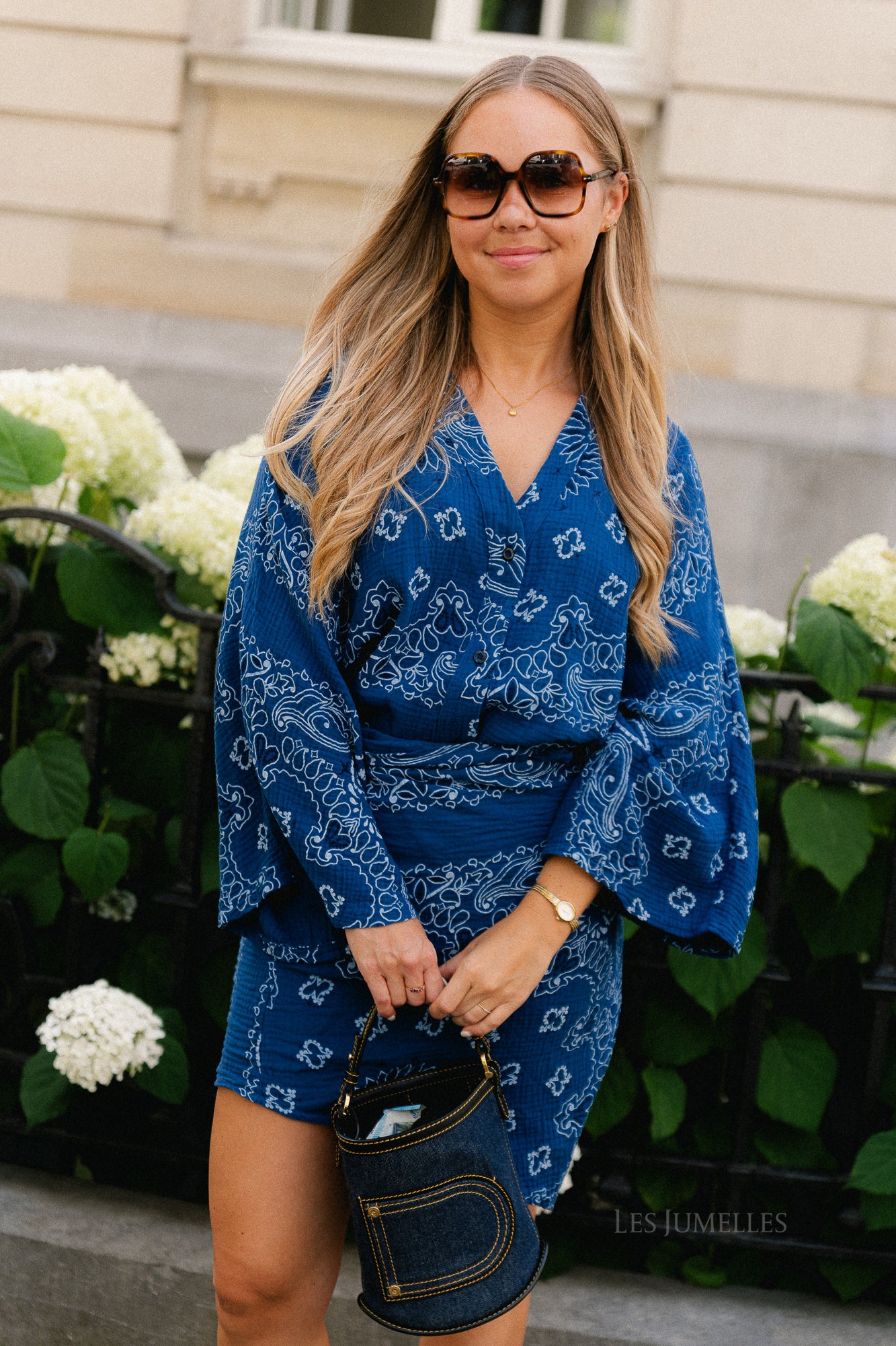 Lauren paisley print wrap dress navy