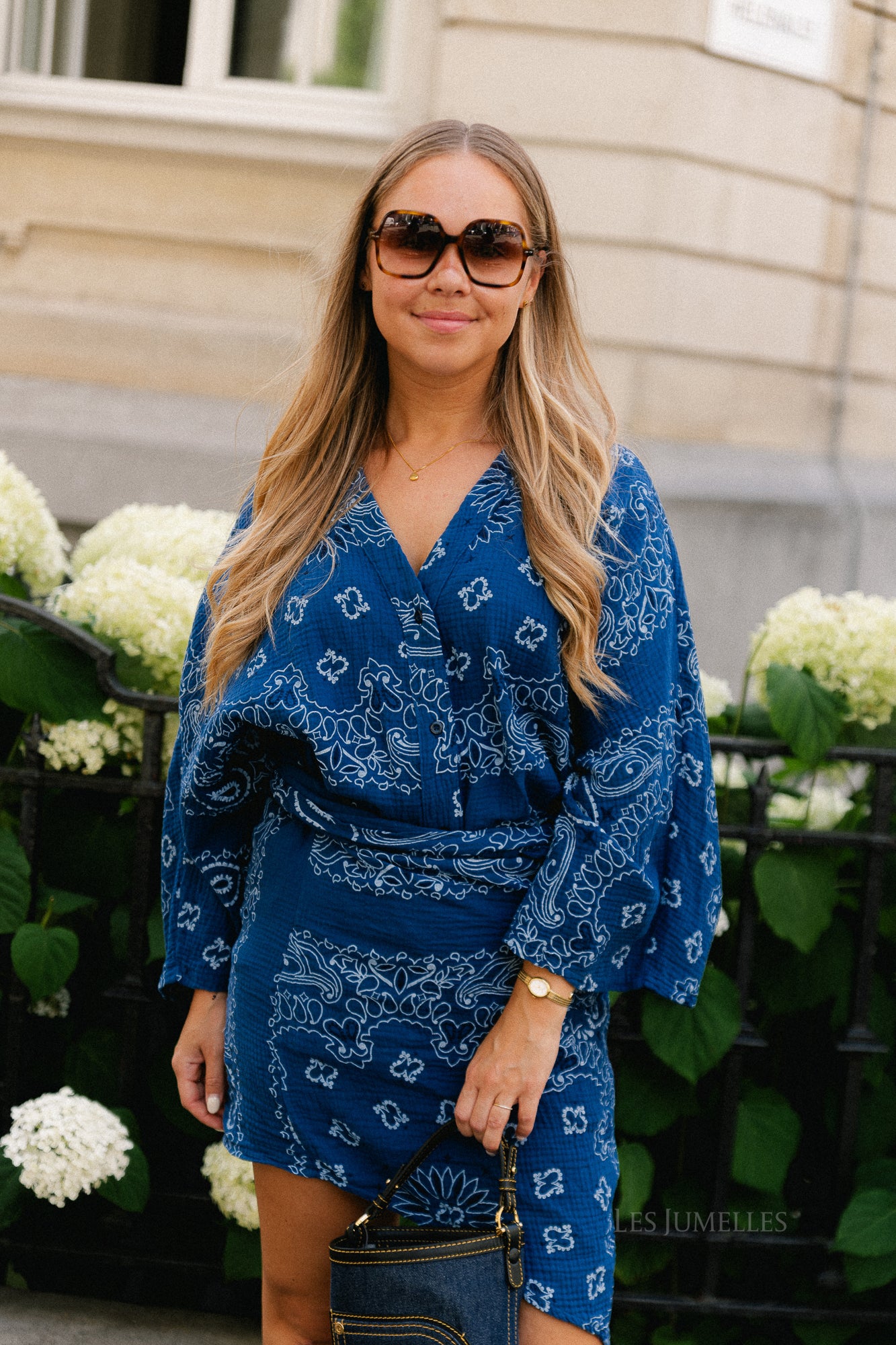 Lauren paisley print wrap dress navy