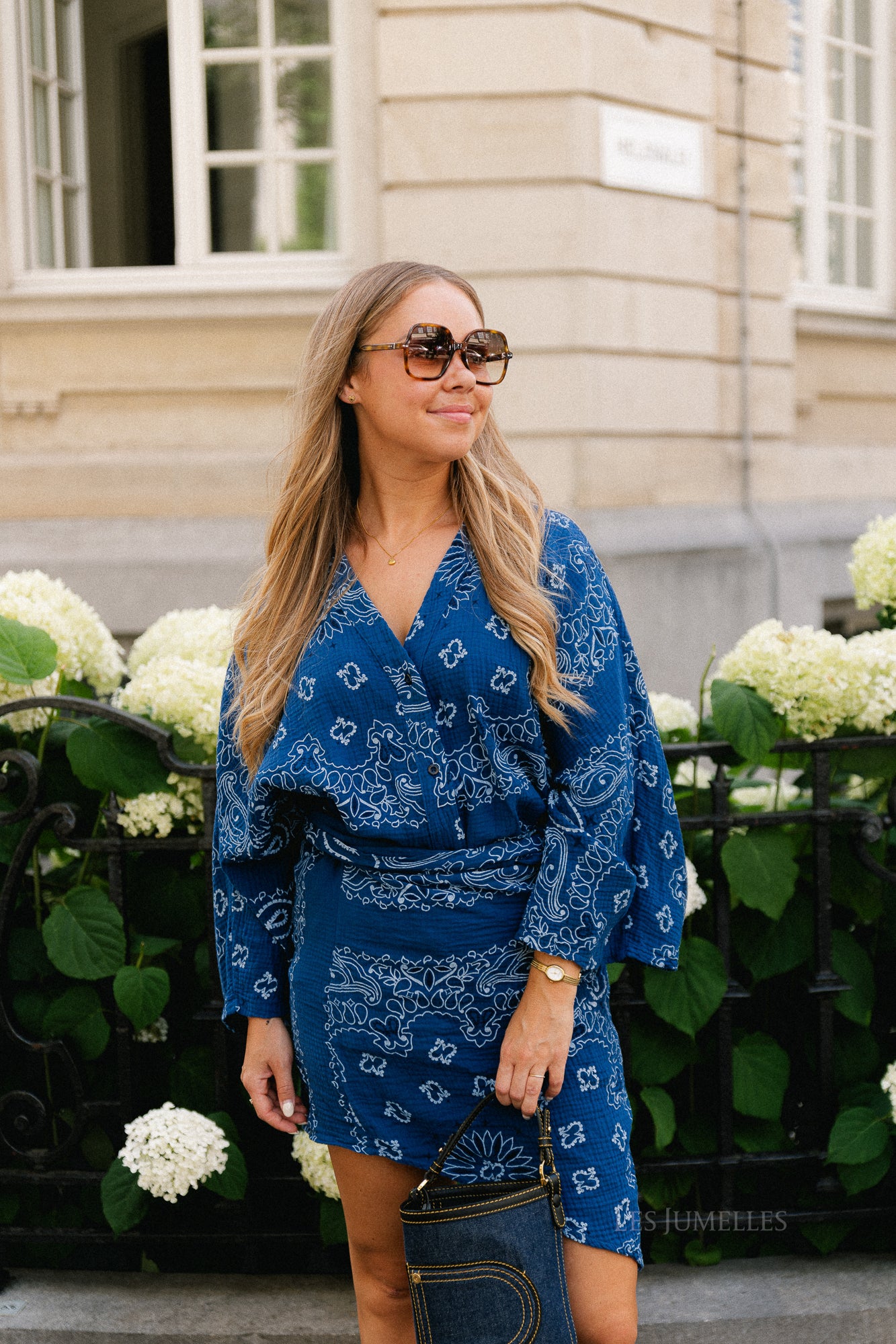 Lauren paisley print wrap dress navy