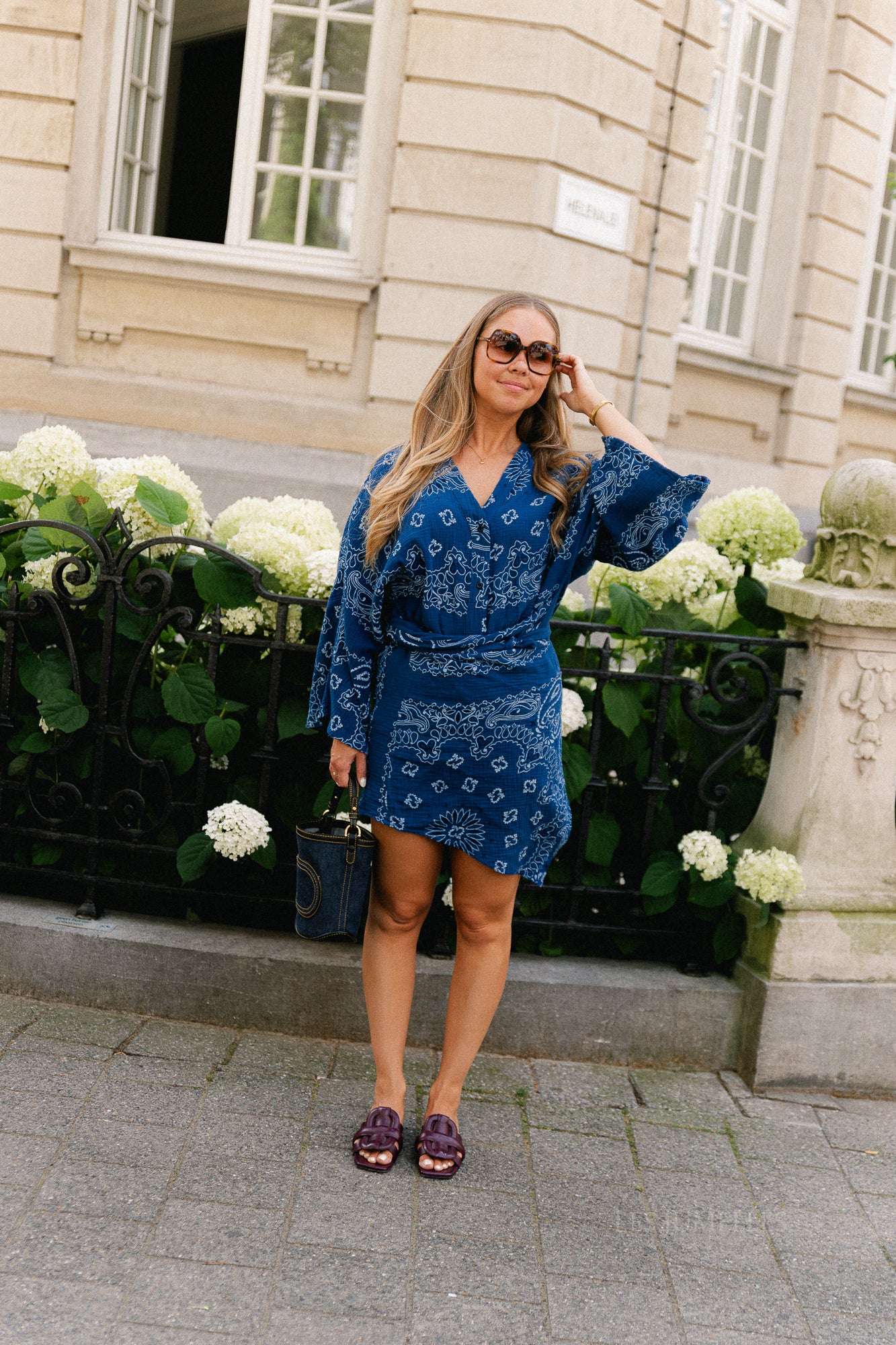 Lauren paisley print wrap dress navy