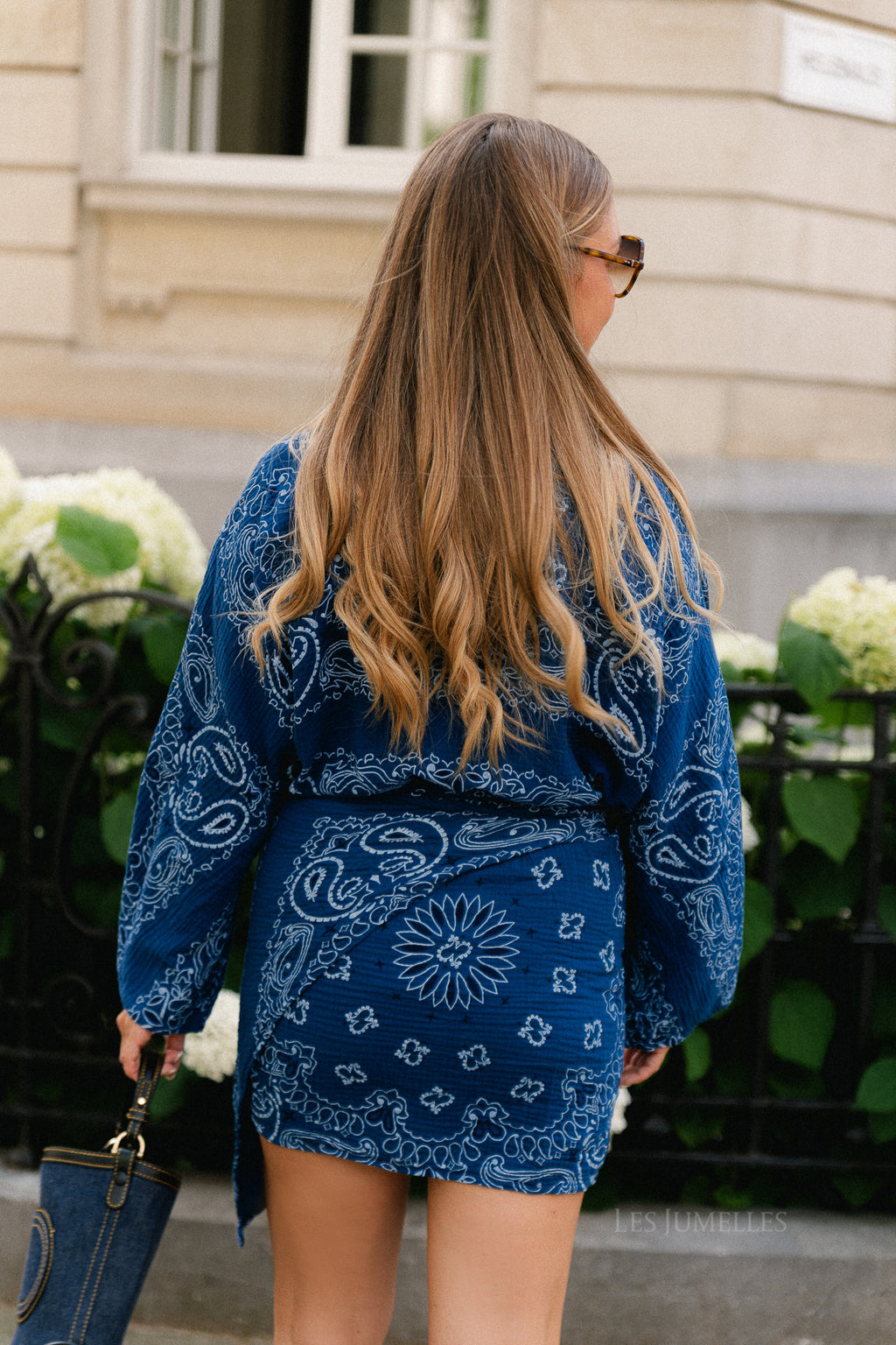 Lauren paisley print wrap dress navy