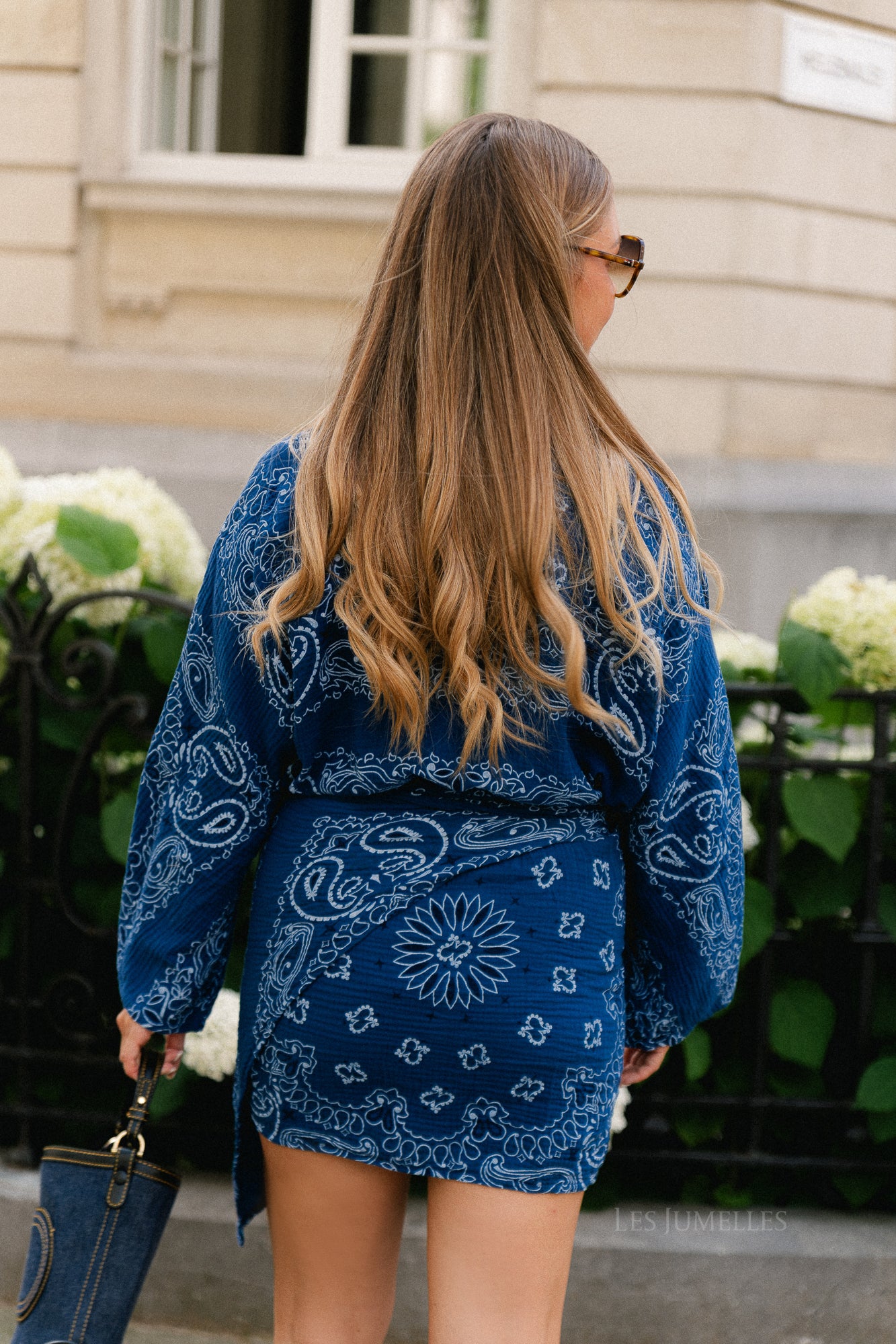 Lauren paisley print wrap dress navy