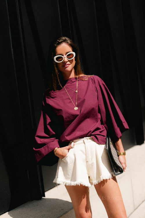 Myra off shoulder shirt burgundy