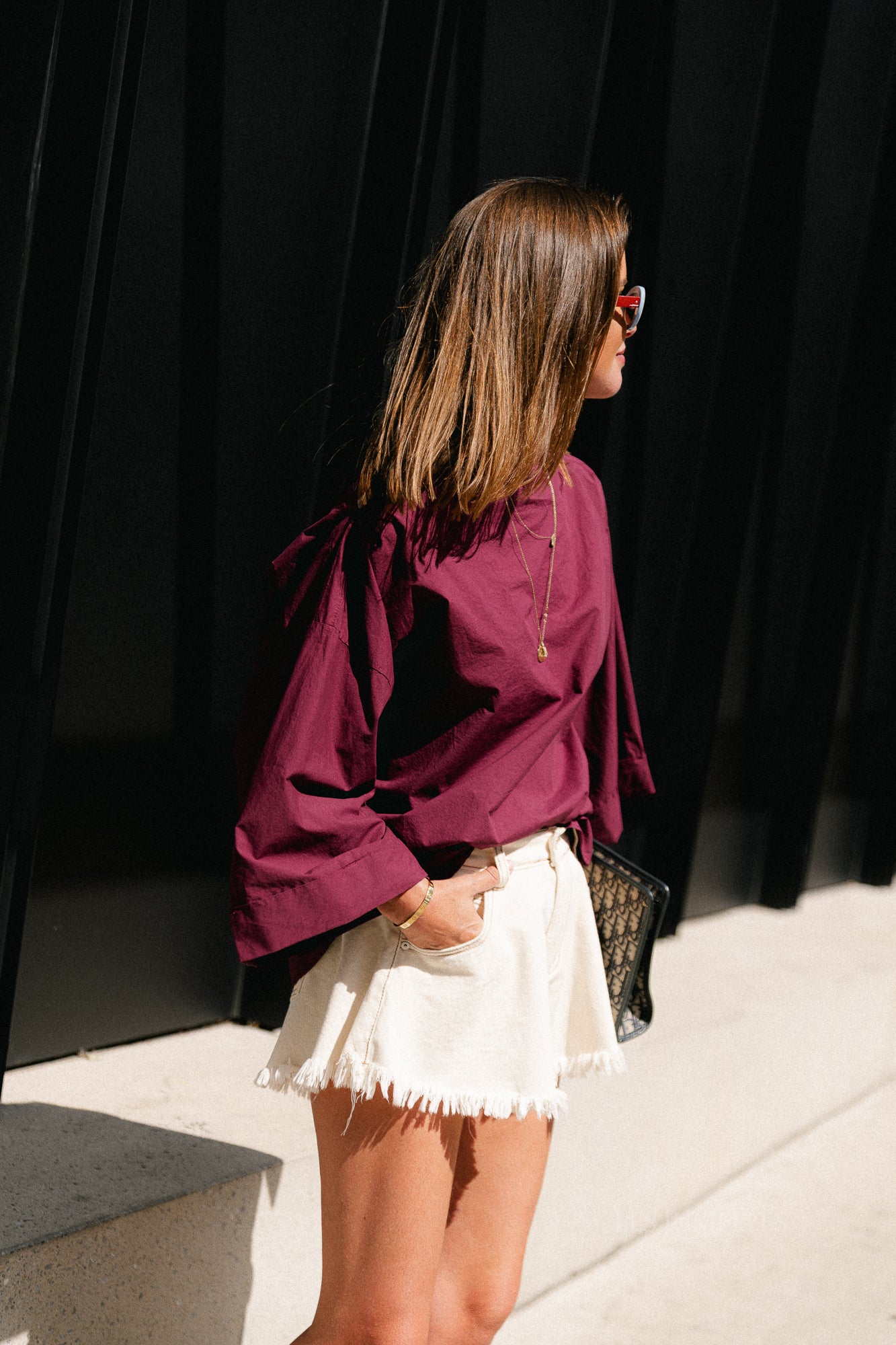 Myra off shoulder shirt burgundy