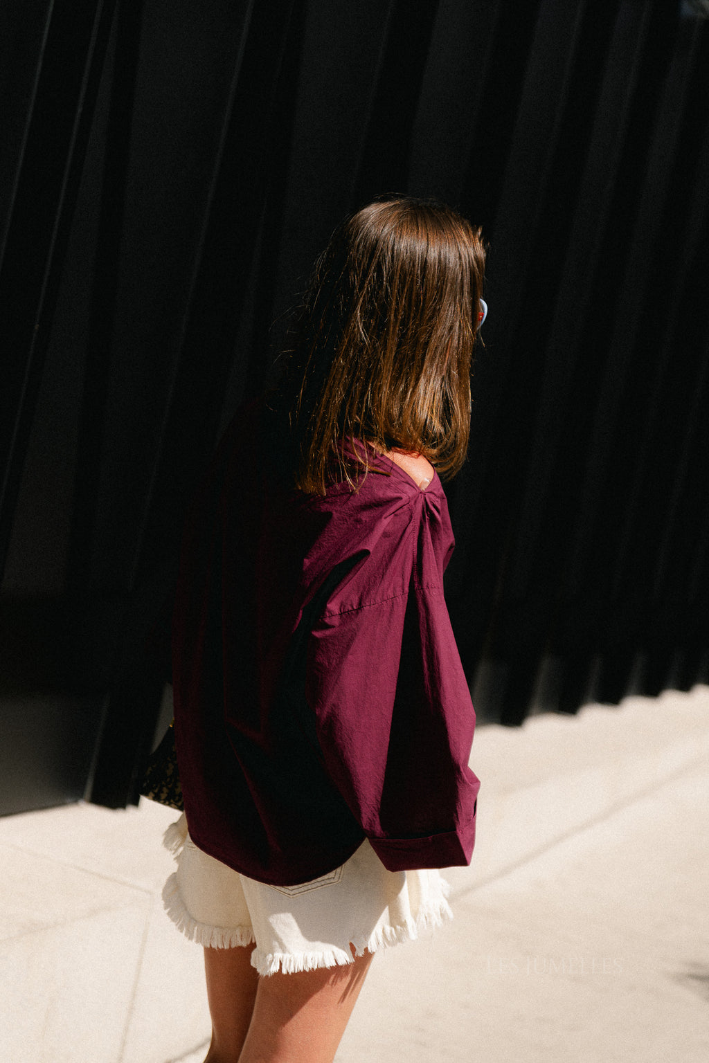 Myra off shoulder shirt burgundy