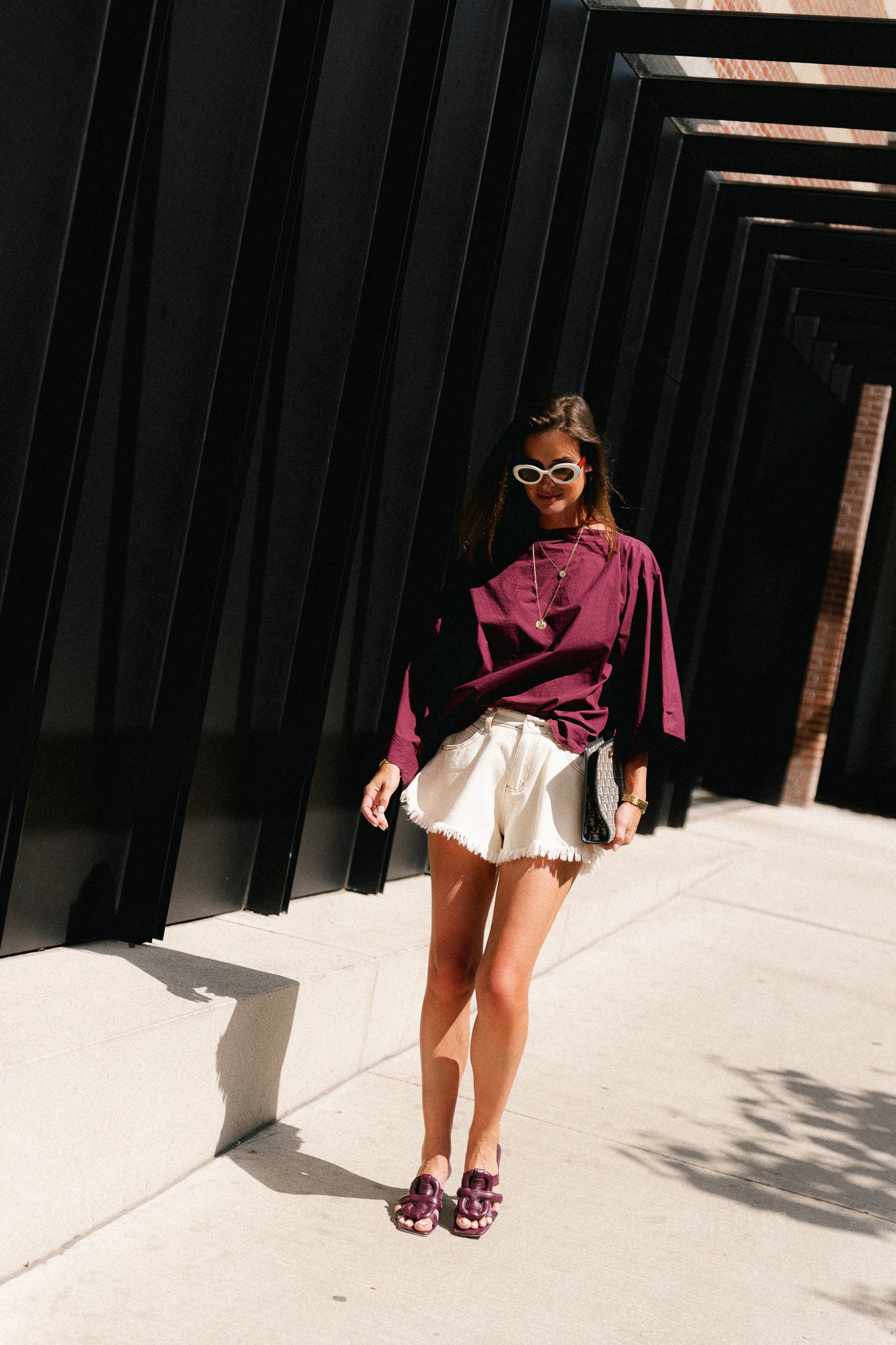 Myra off shoulder shirt burgundy