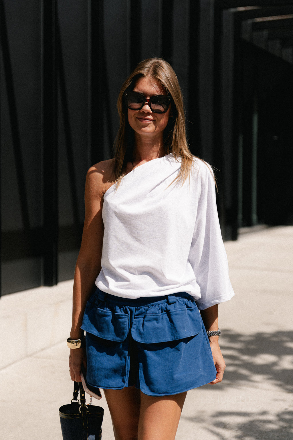 Celie one shoulder shirt light grey melange