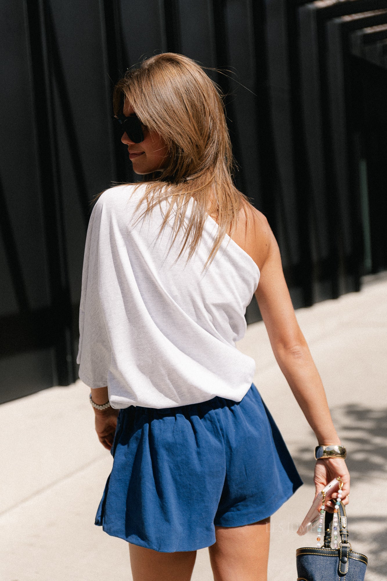 Celie one shoulder shirt light grey melange