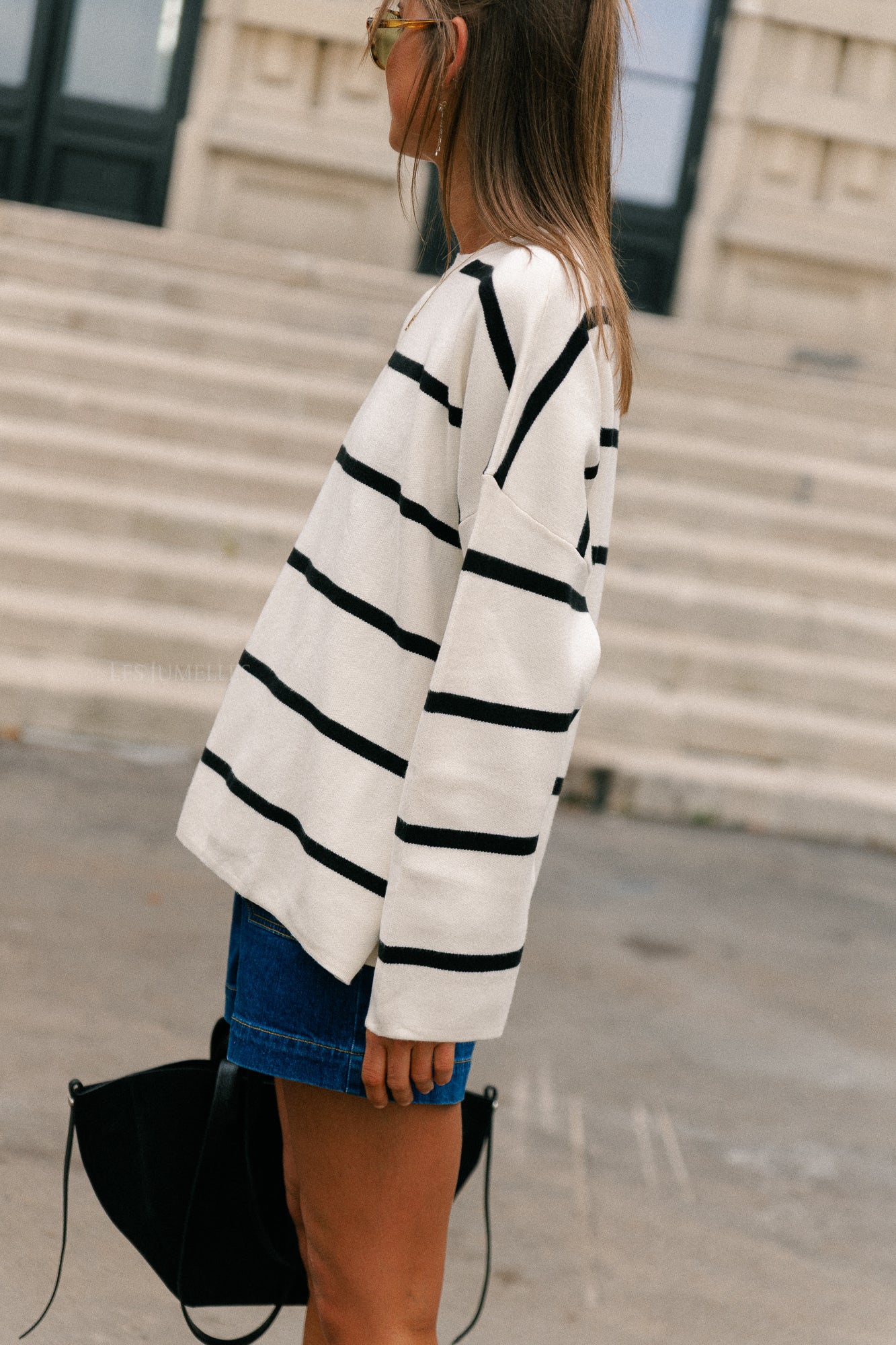 Simone striped sweater ecru/black