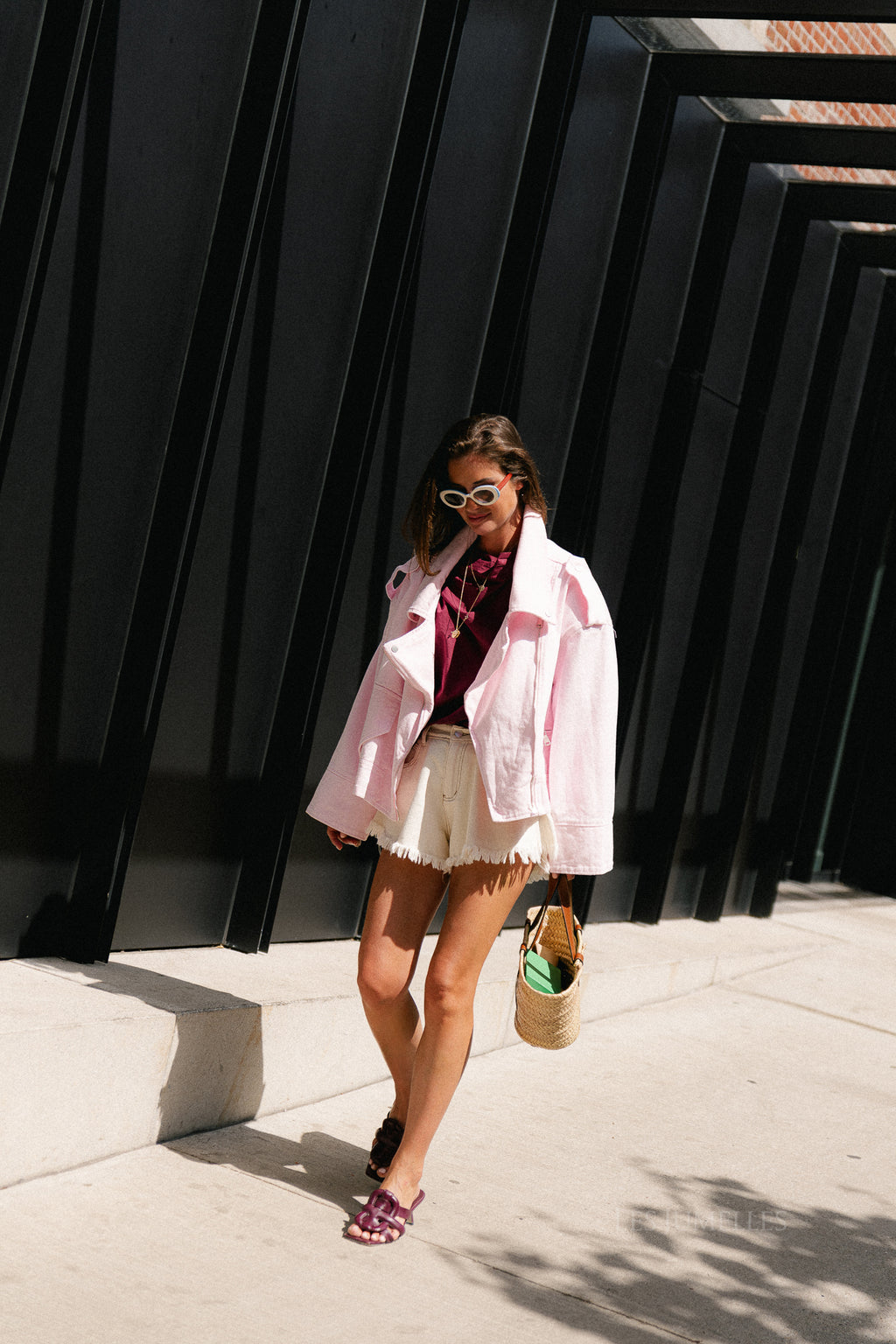 Sarah denim jack blush pink