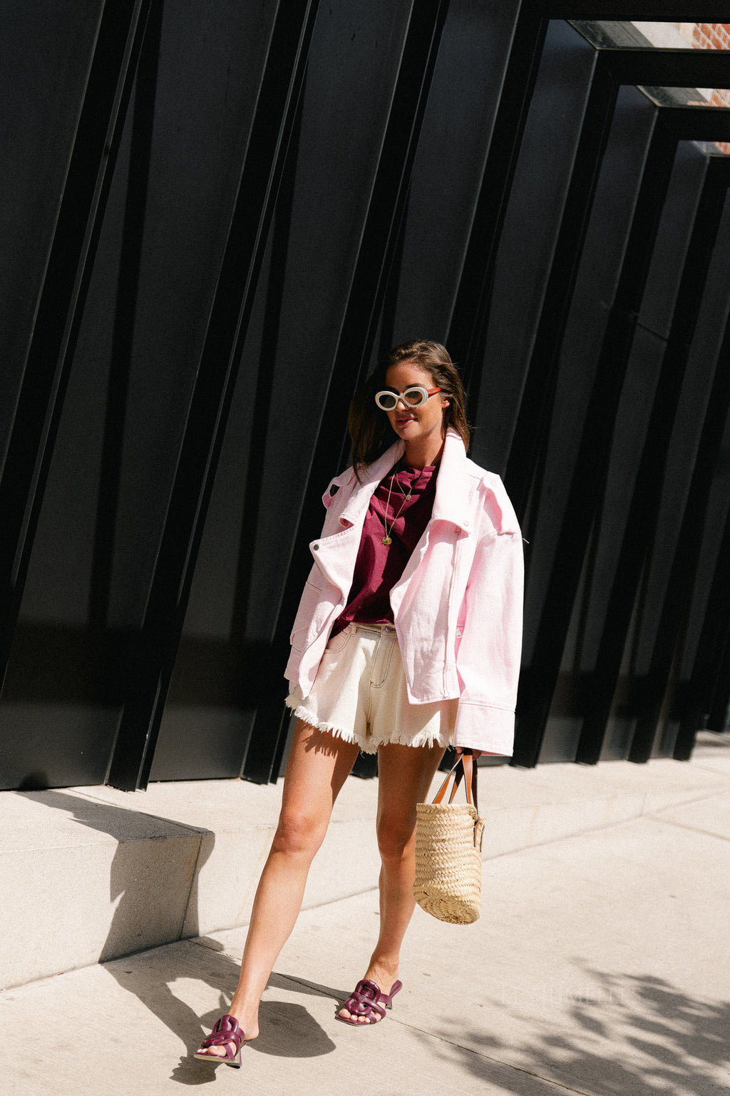 Sarah denim jack blush pink