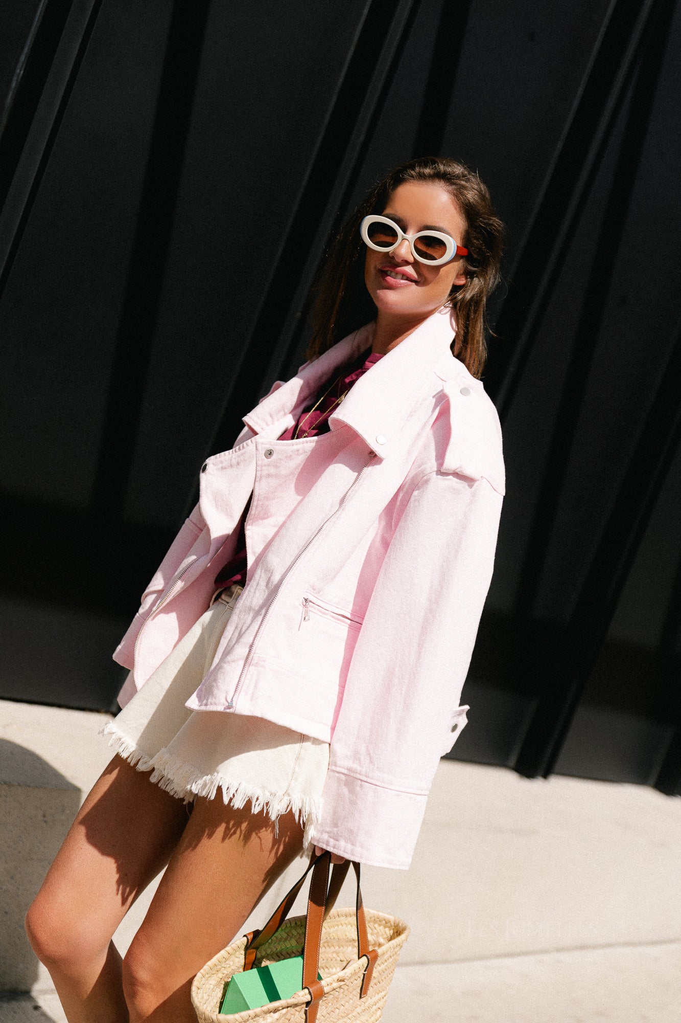 Sarah denim jack blush pink